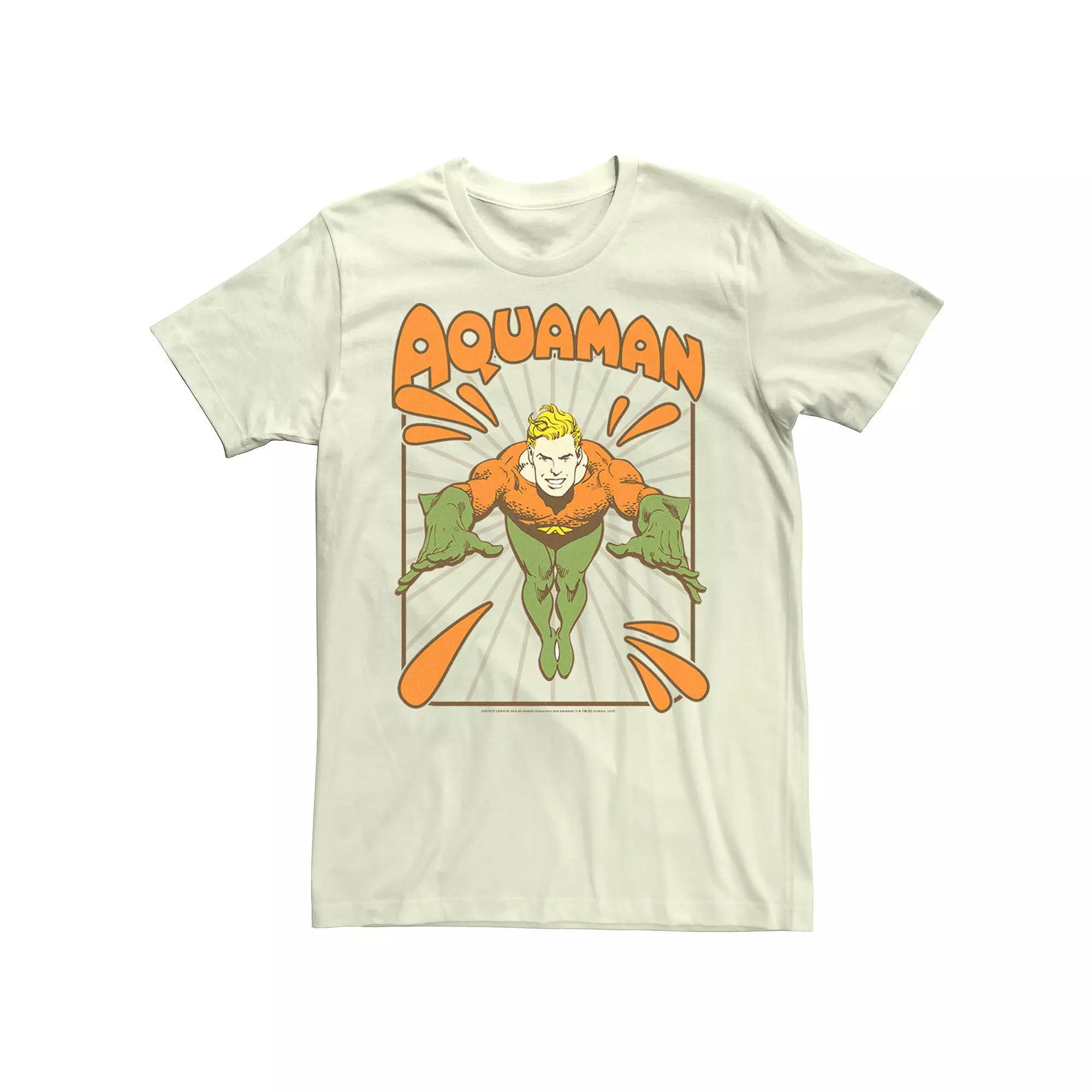 Men's Justice League Vintage Aquaman Tee, Size: 3XL, Natural Product Image