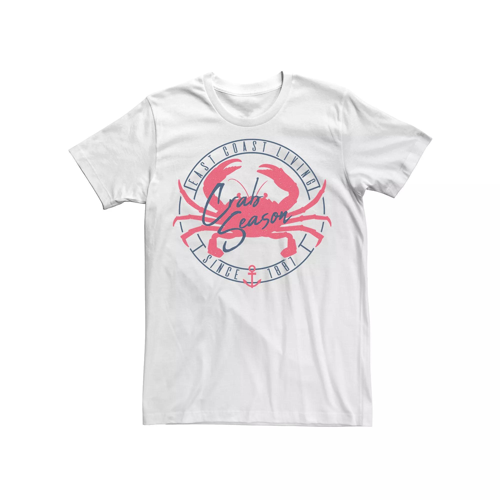 Big & Tall East Coast Living Crab Season Circle Tee, Men's, Size: 3XL, White Product Image