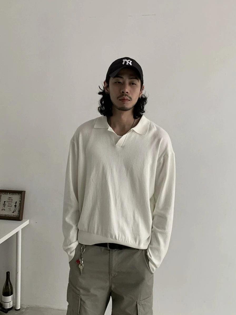 RT No. 18759 BOXY KNIT POLO LONGSLEEVE Product Image