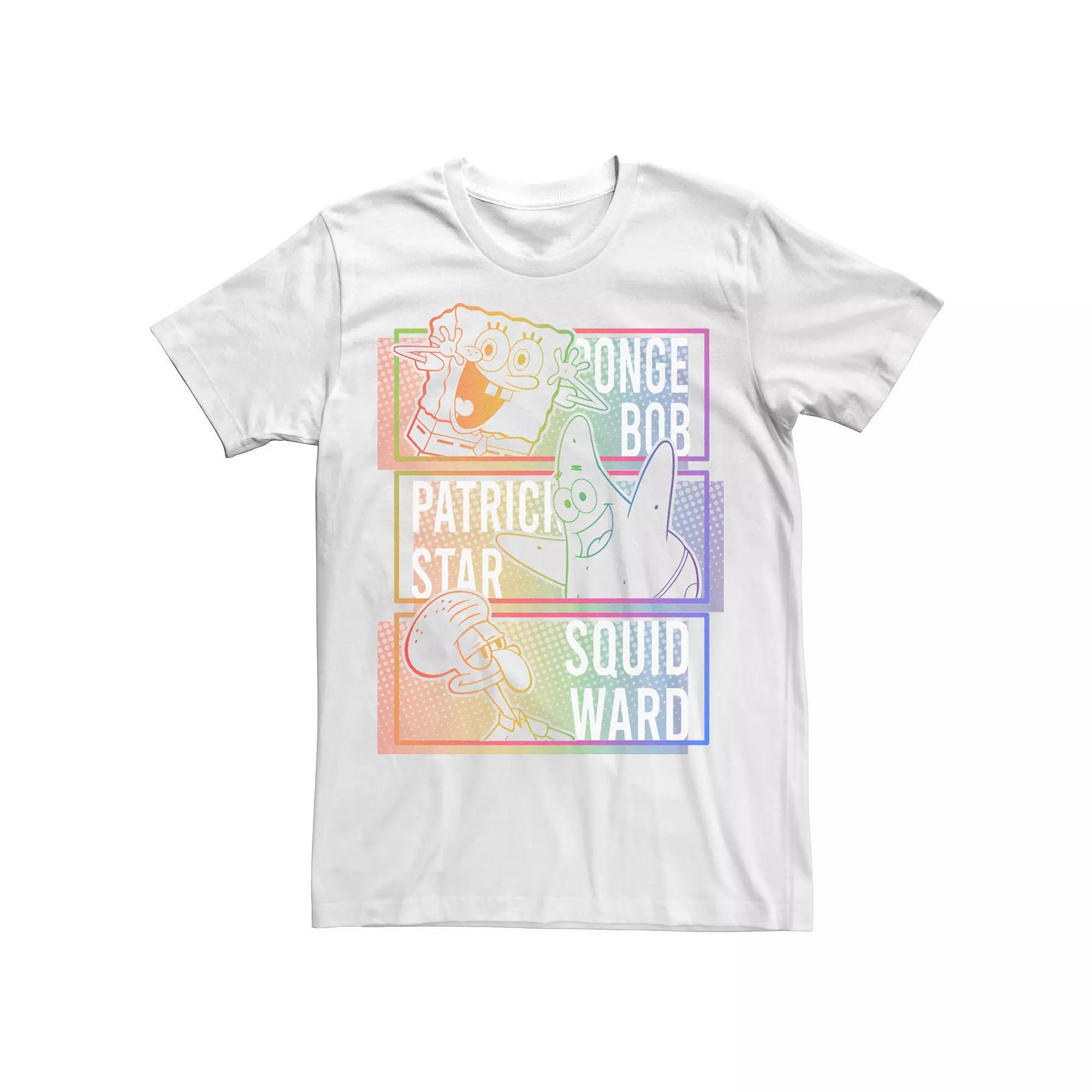 Adult SpongeBob SquarePants Patrick Squidward Rainbow Gradient Tee, Men's,  Product Image