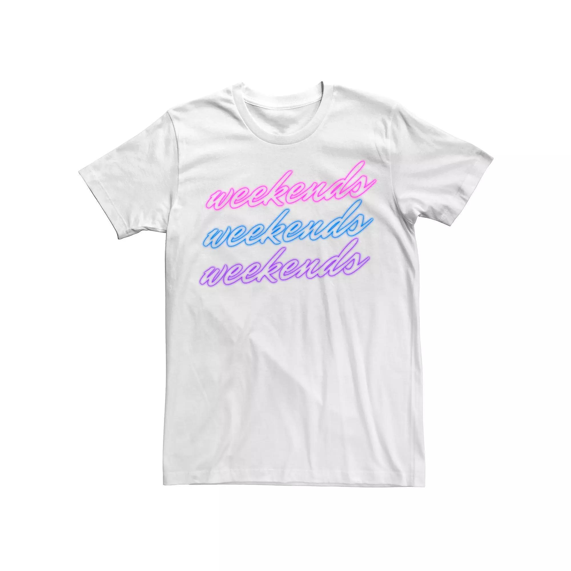 Men's Weekends Neon Cursive Tee, Size: 3XL, Black Product Image