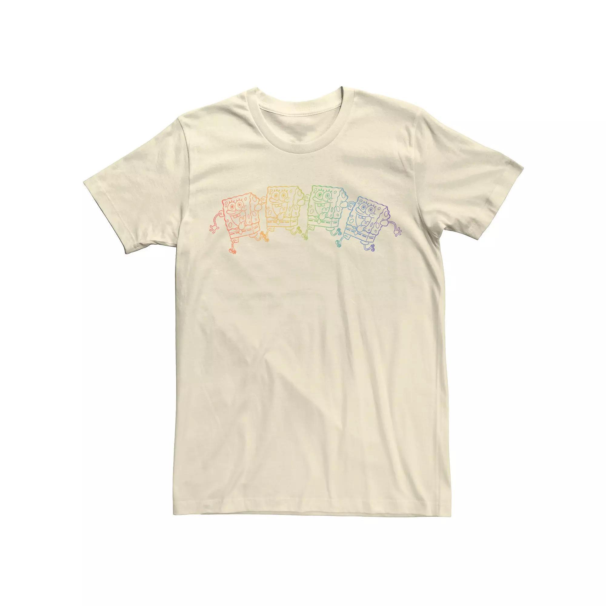 Men's SpongeBob SquarePants Pride Rainbow Outline Tee,  Product Image