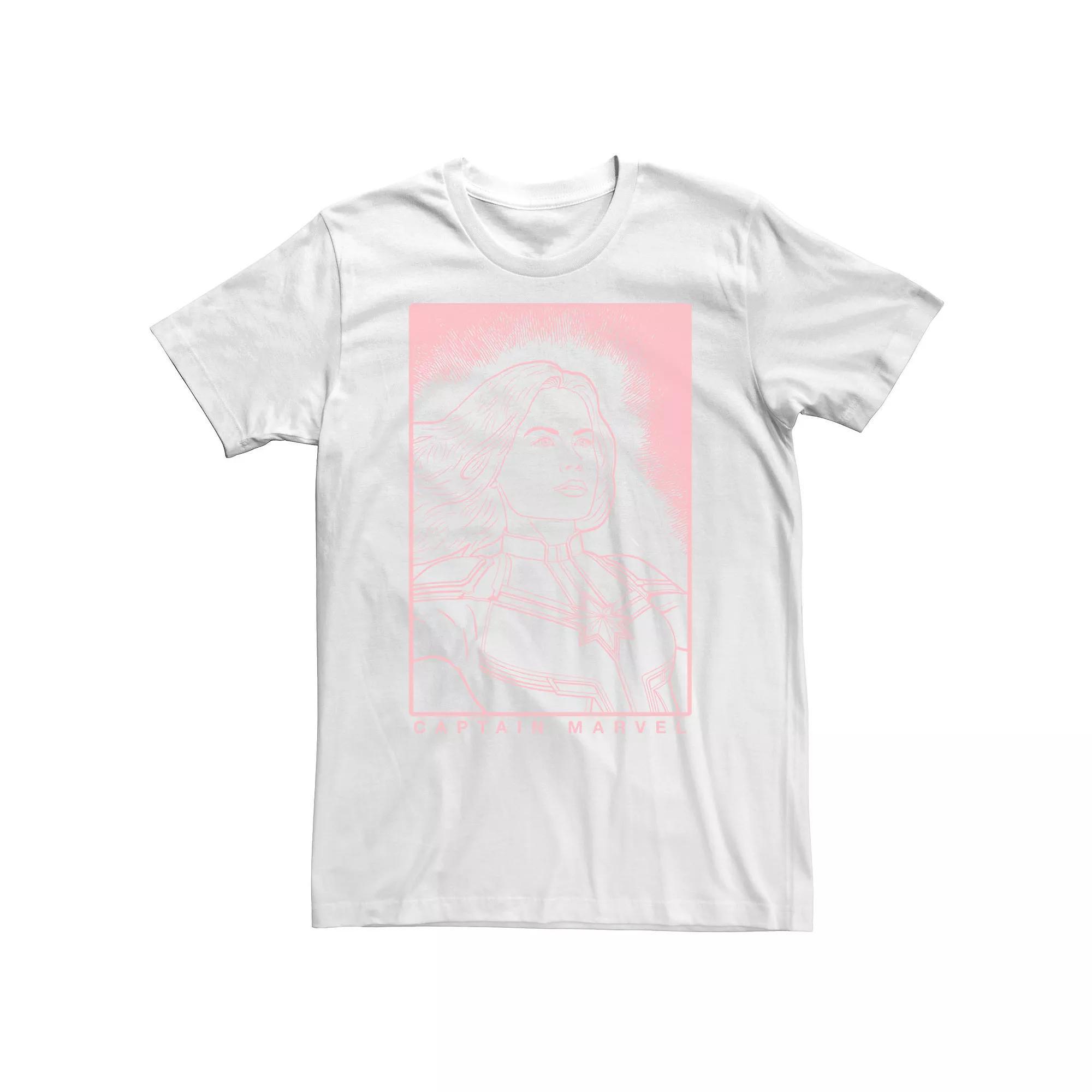 Big & Tall Marvel Captain Marvel Pale Outline Portrait Tee, Men's, Size: 4XLT, White Product Image