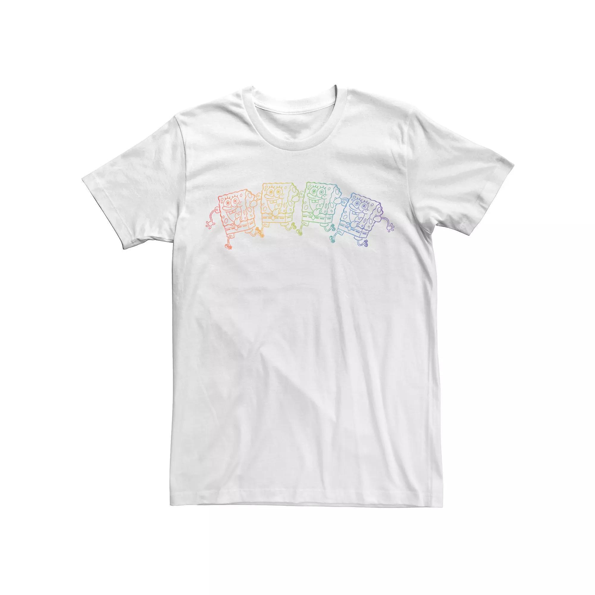 Men's SpongeBob SquarePants Pride Rainbow Outline Tee,  Product Image