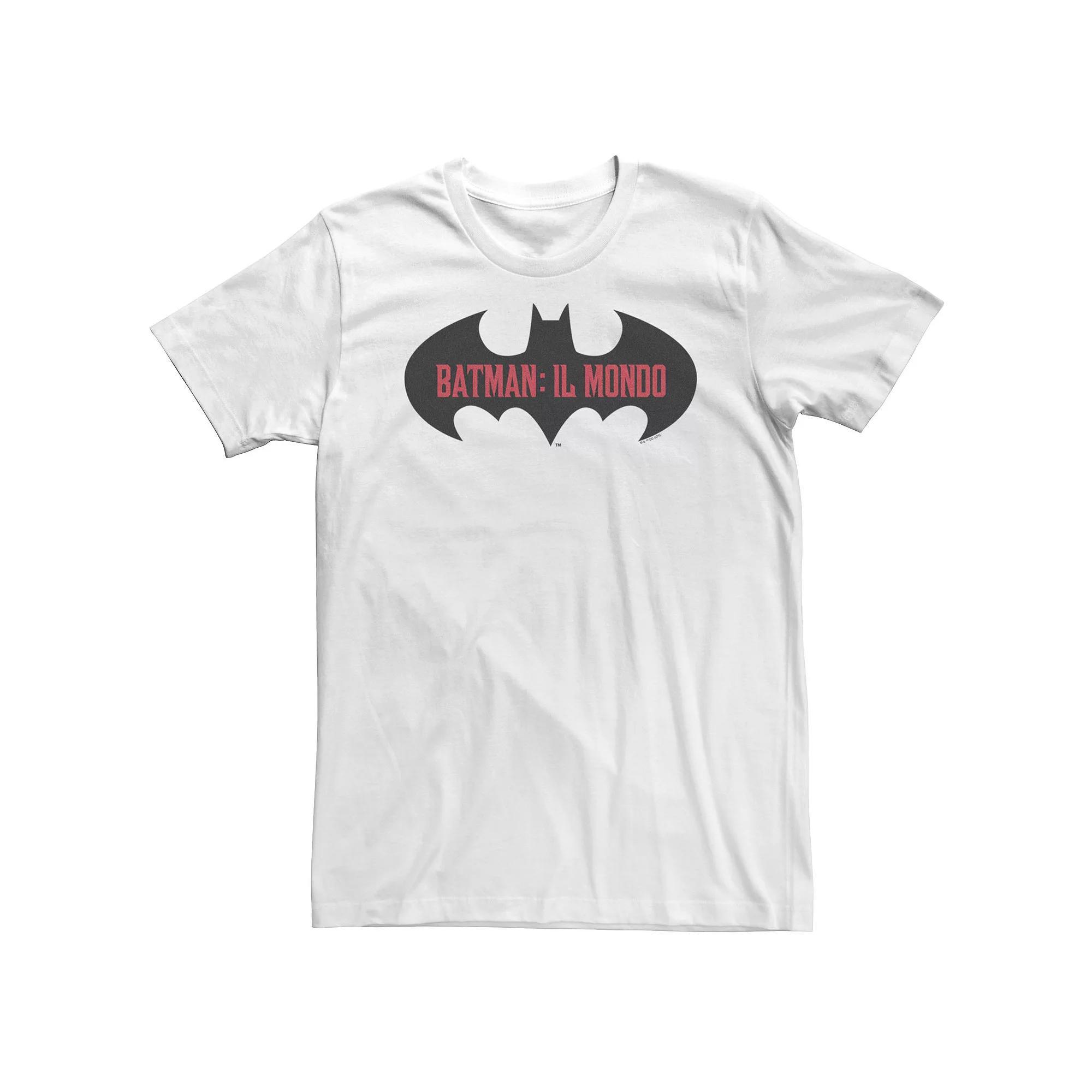 Big & Tall DC Comics Batman: Il Mondo Bat Logo Tee, Men's, Size: 4XLT, White Product Image
