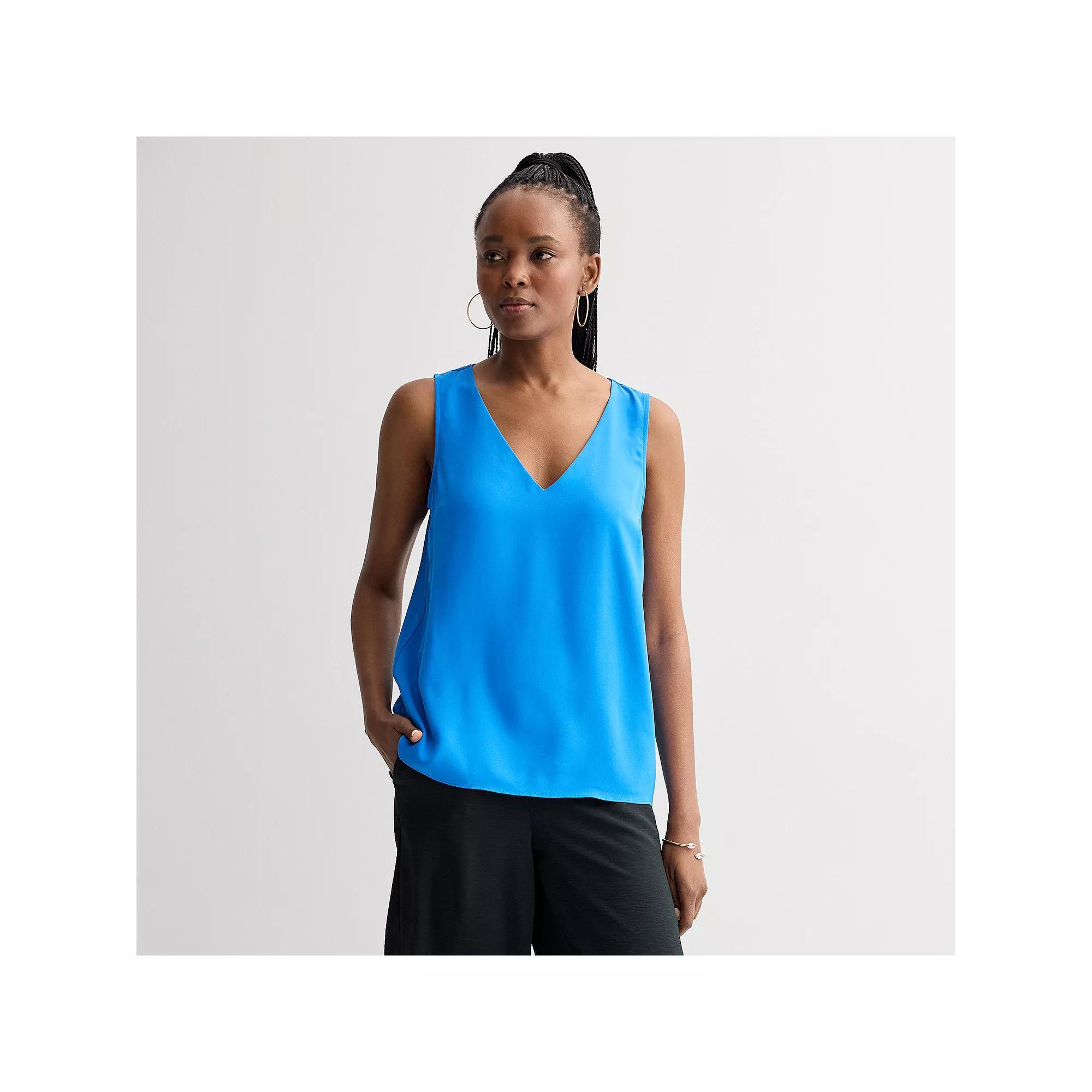 Women's Nine West V-Neck Tank Top, Size: XL, Santorini Blue Product Image