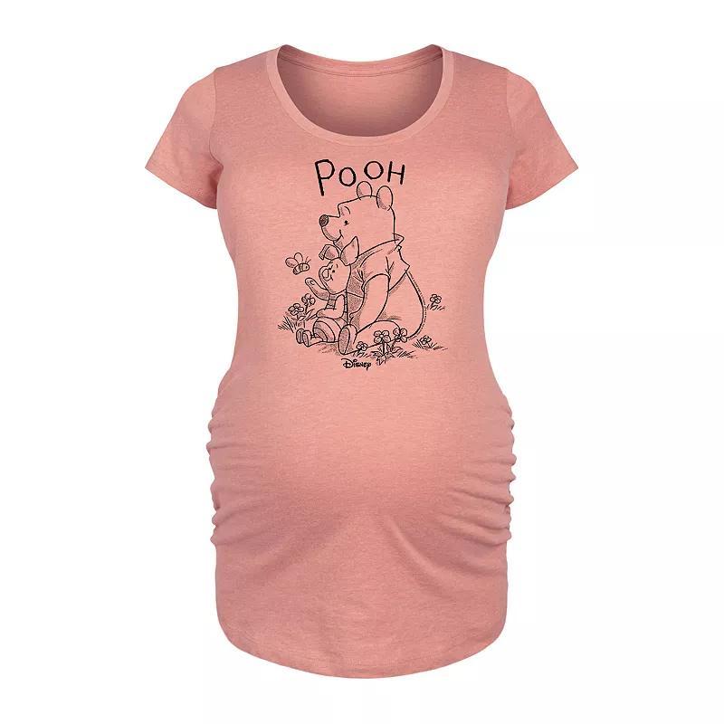 Disneys Winnie the Pooh Piglet & Pooh Maternity Graphic Tee, Womens Grey Gray Product Image