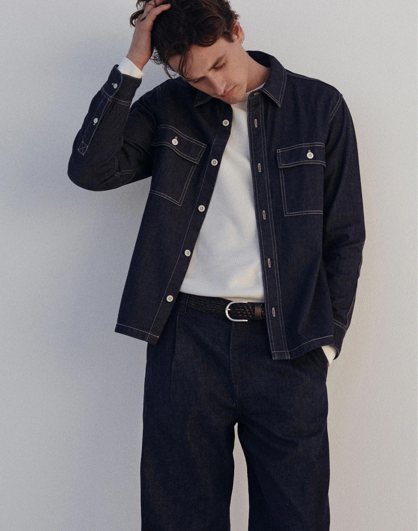 Straight-Hem Work Shirt in Japanese Denim Product Image