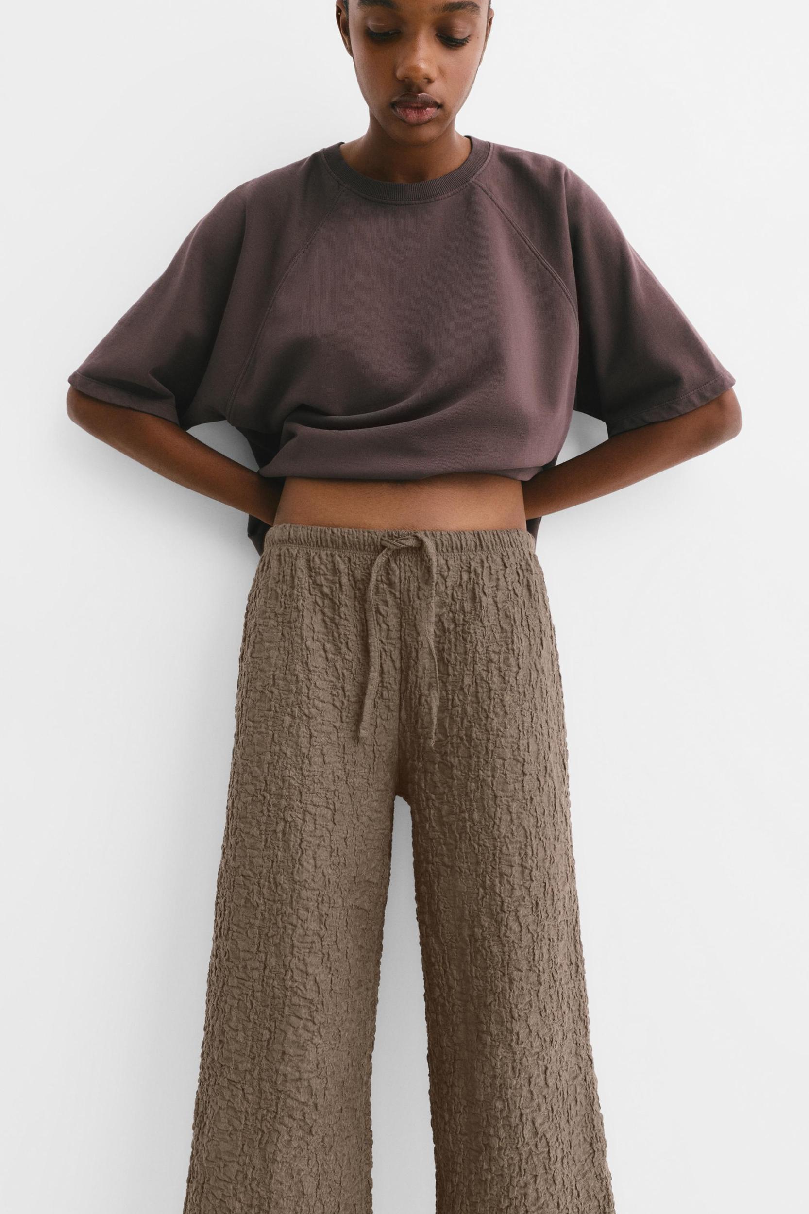 Creased-effect Bardot top Product Image