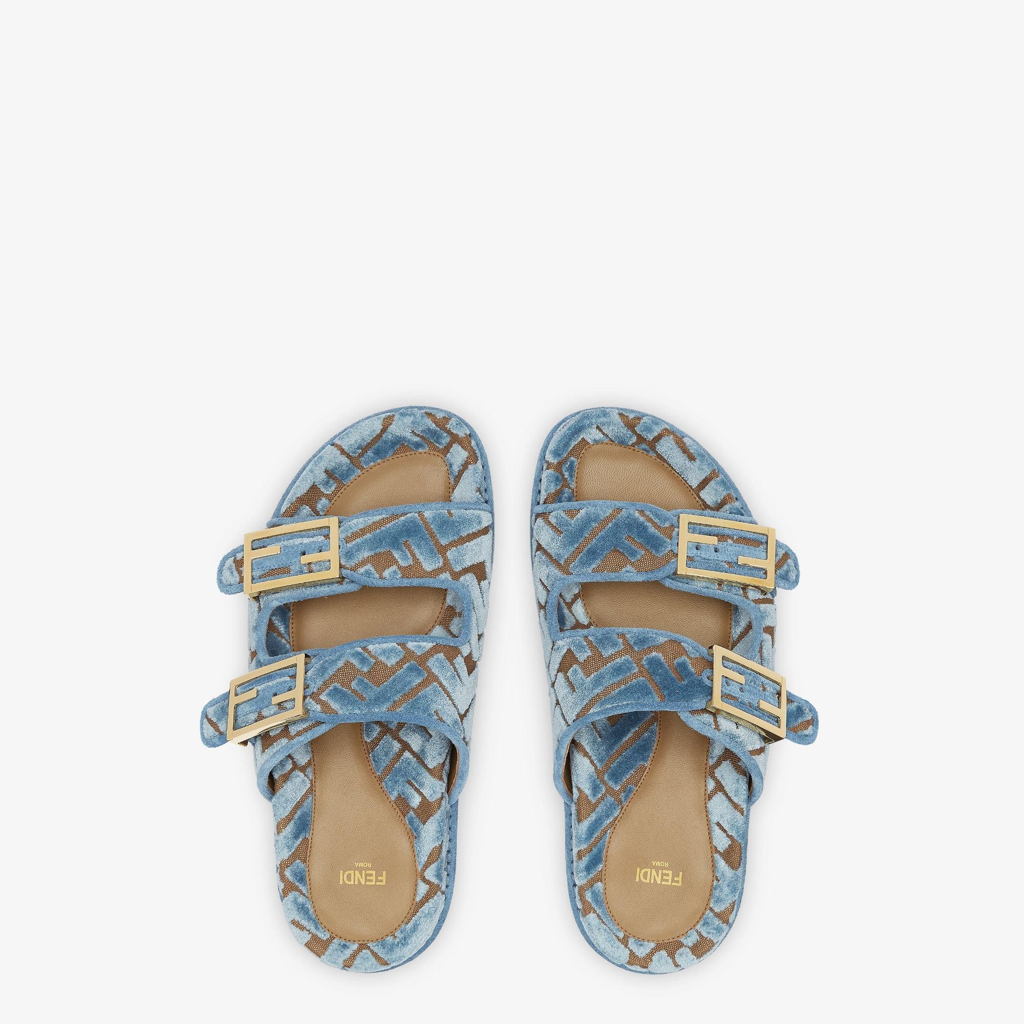 Fendi FeelLight blue FF jacquard velvet slides Product Image