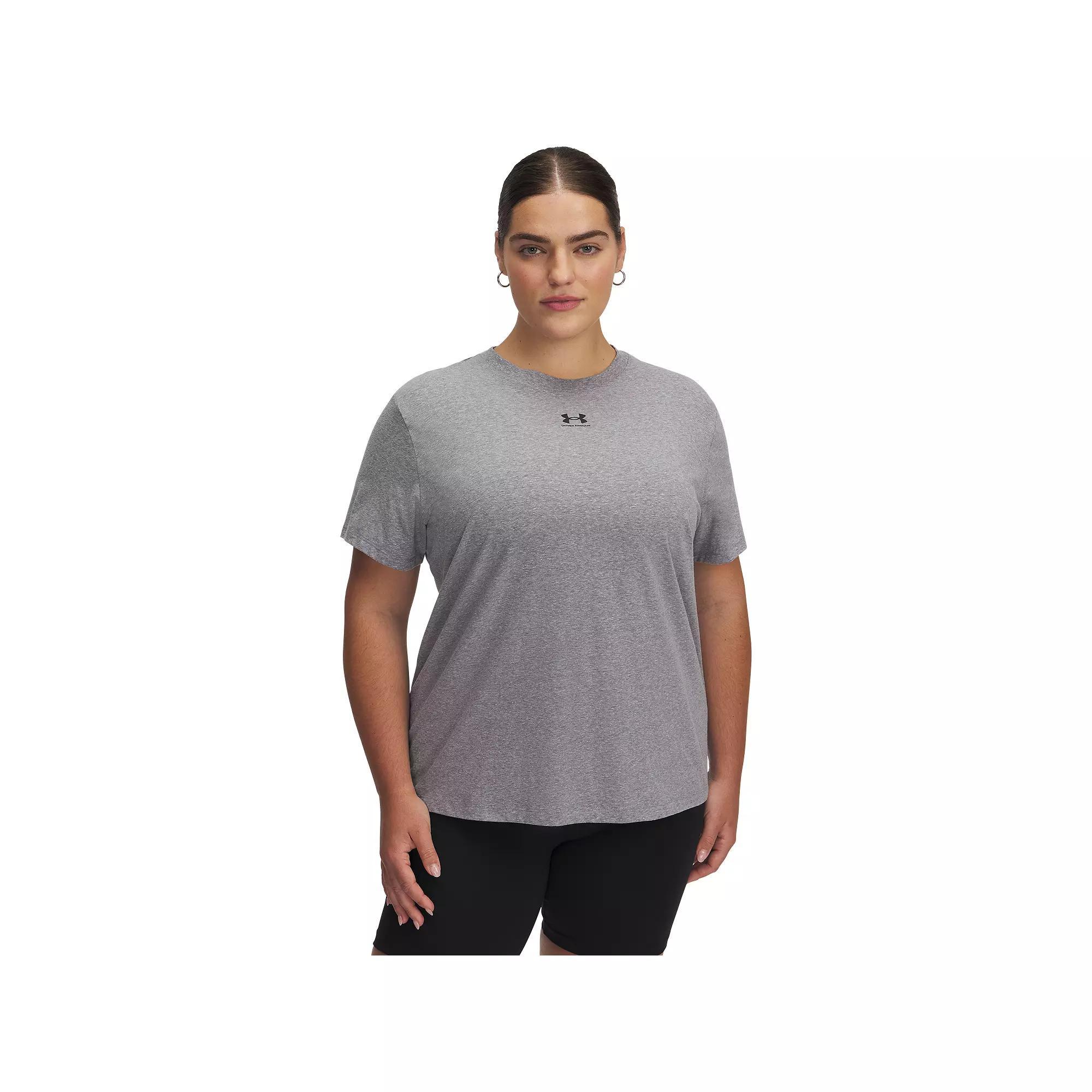 Plus Size Women's Under Armour Rival Core Short Sleeve Tee, Size: 1XL, Castlerock Product Image