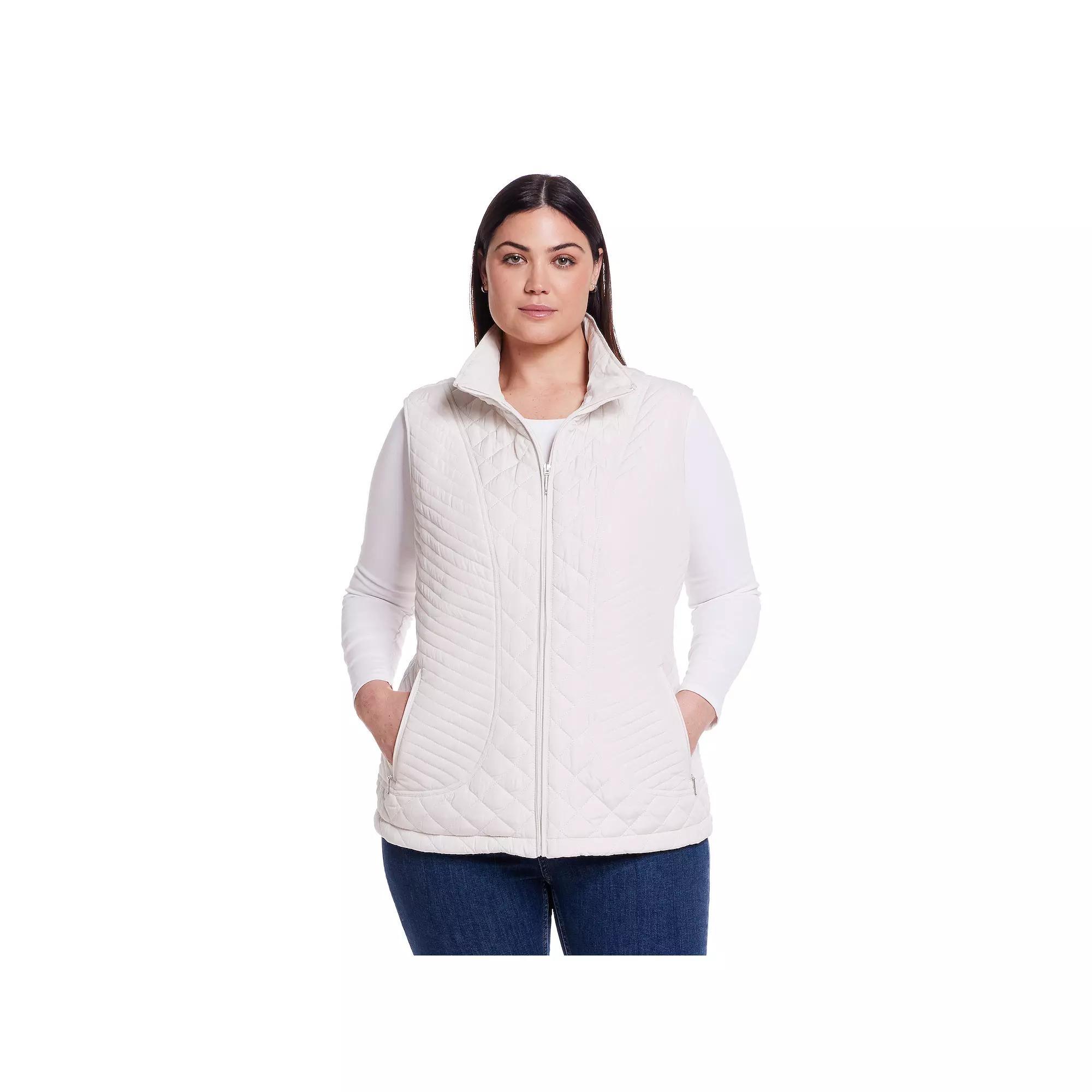 Plus Size Weathercast Lightweight Multi-Quilted Vest, Women's, Size: 2XL, White Product Image