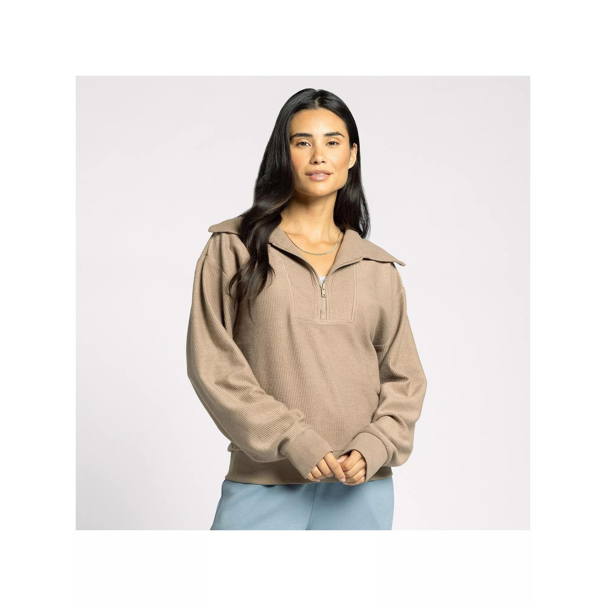 Women's Thread & Supply Cozy Half-Zip Long Sleeve Pullover, Size: XS, Light Pink Product Image
