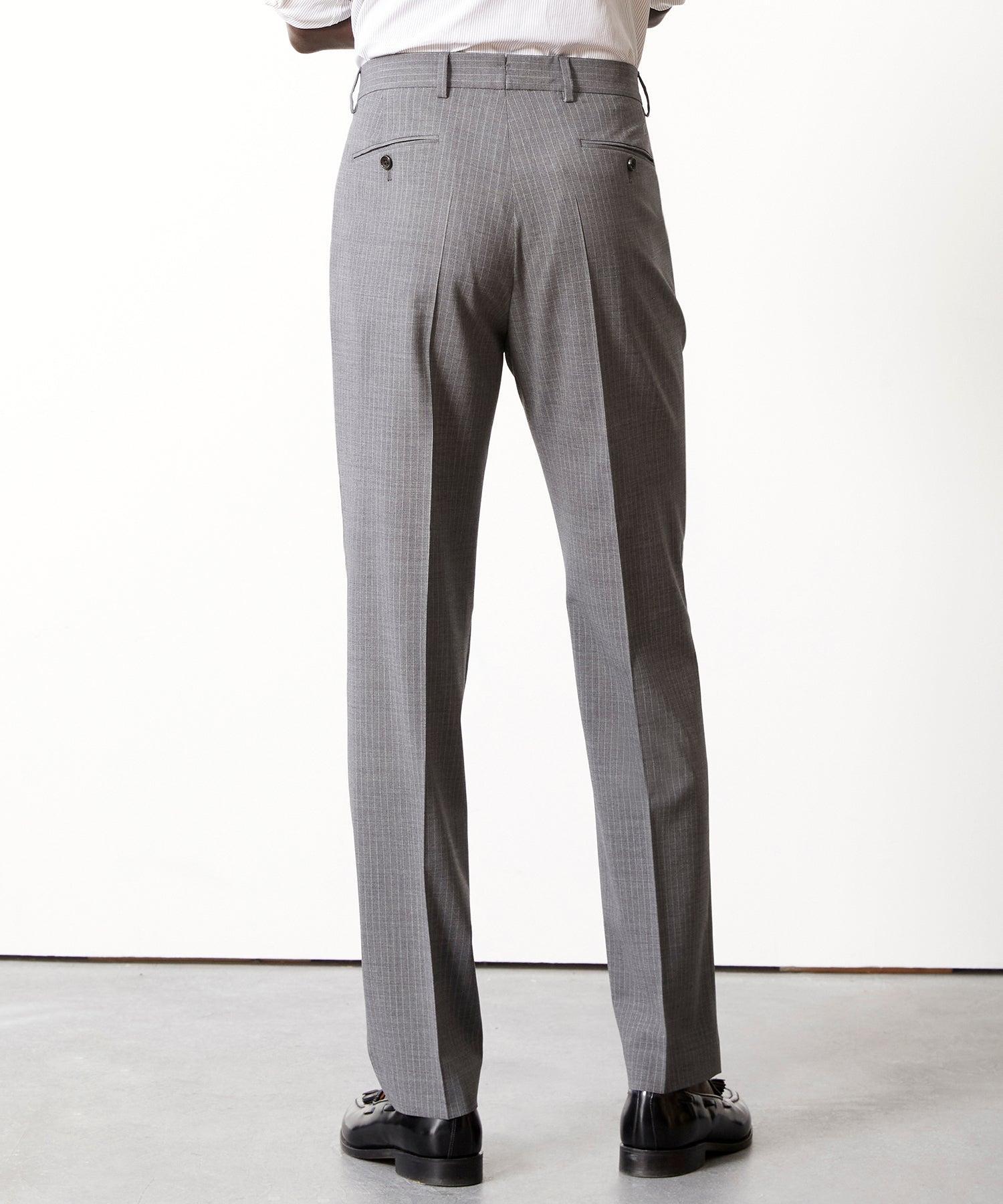 Italian Wool Sutton Trouser in Grey Pinstripe Product Image