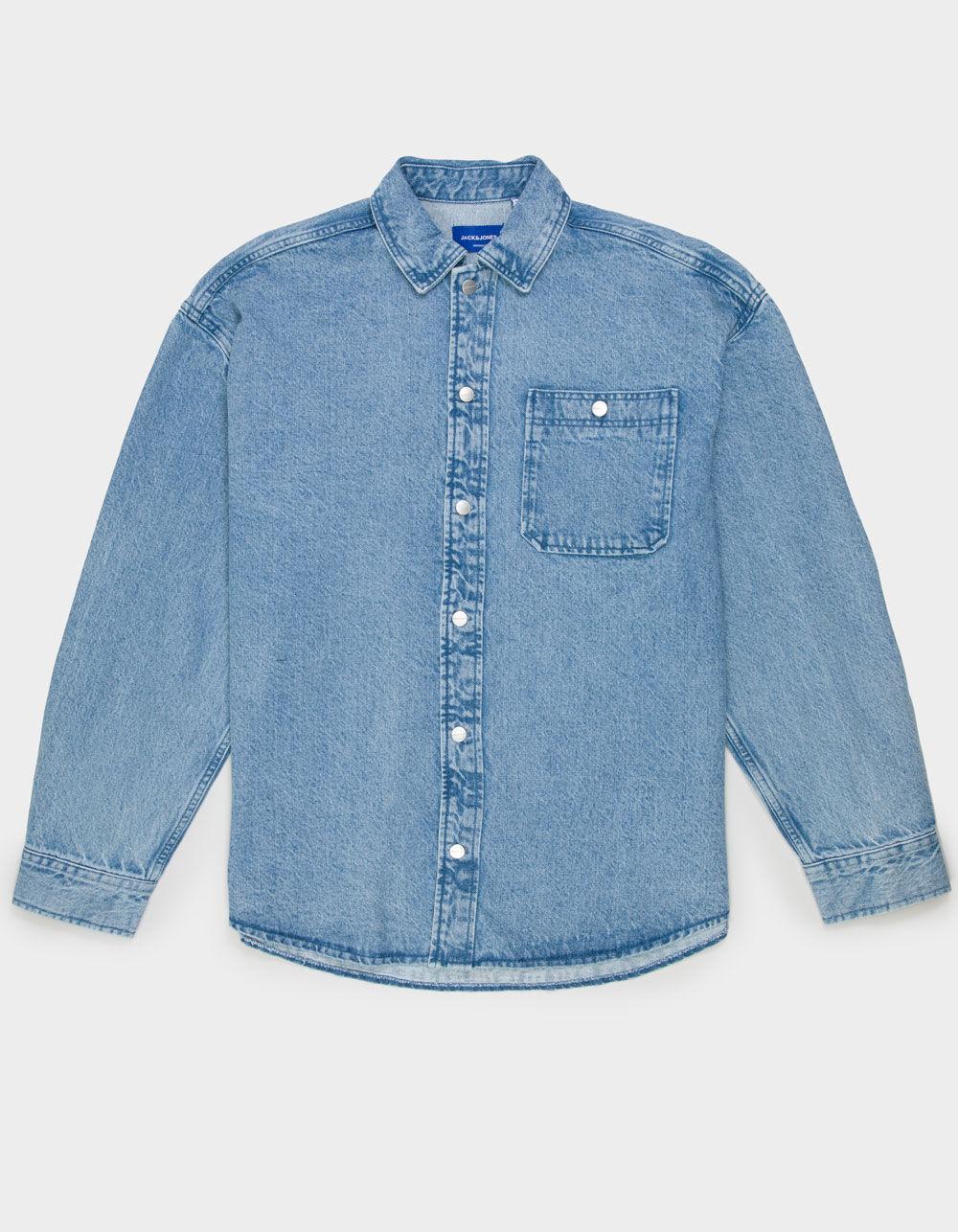 JACK & JONES Santorini Mens Denim Overshirt - LIGHT INDIGO Product Image