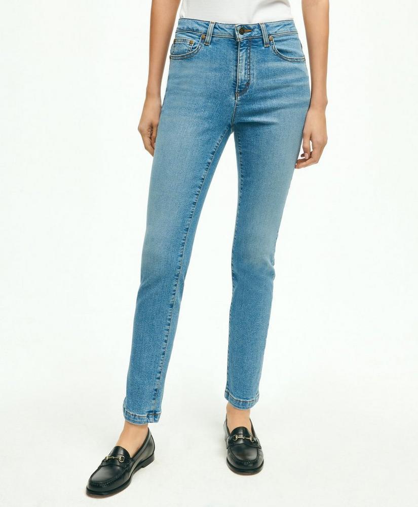 Stretch Cotton Slim-Straight Cropped Denim Jeans Product Image