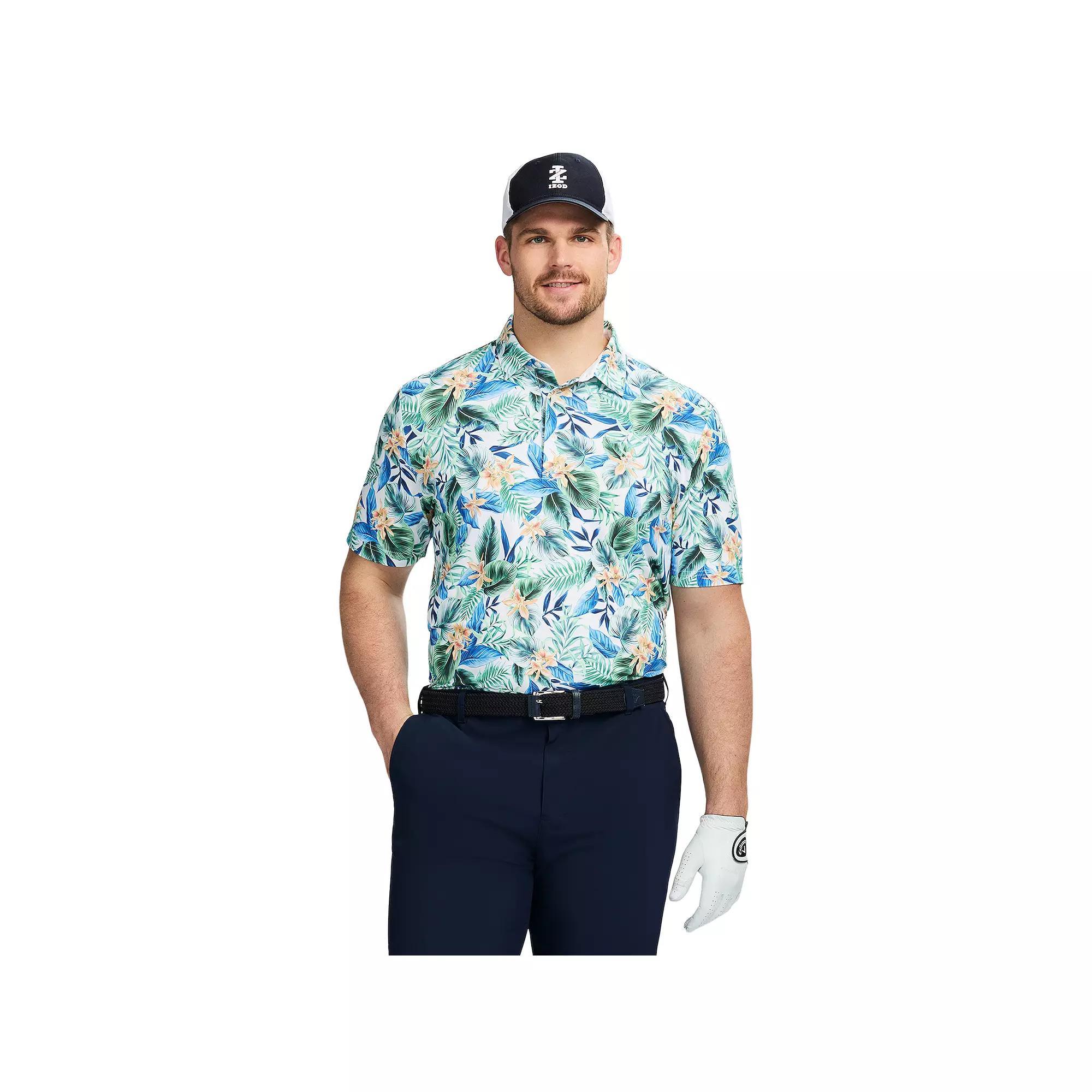 Big & Tall IZOD Swingflex Elite Golf Short Sleeve Polo Shirt, Men's, Size: XXL Tall, Bright White Floral Product Image