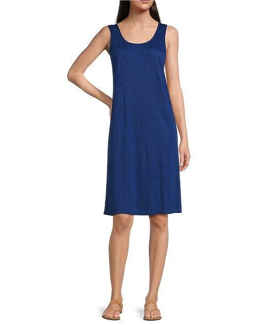 Eileen Fisher Organic Linen Jersey Scoop Neck Sleeveless Dress Product Image