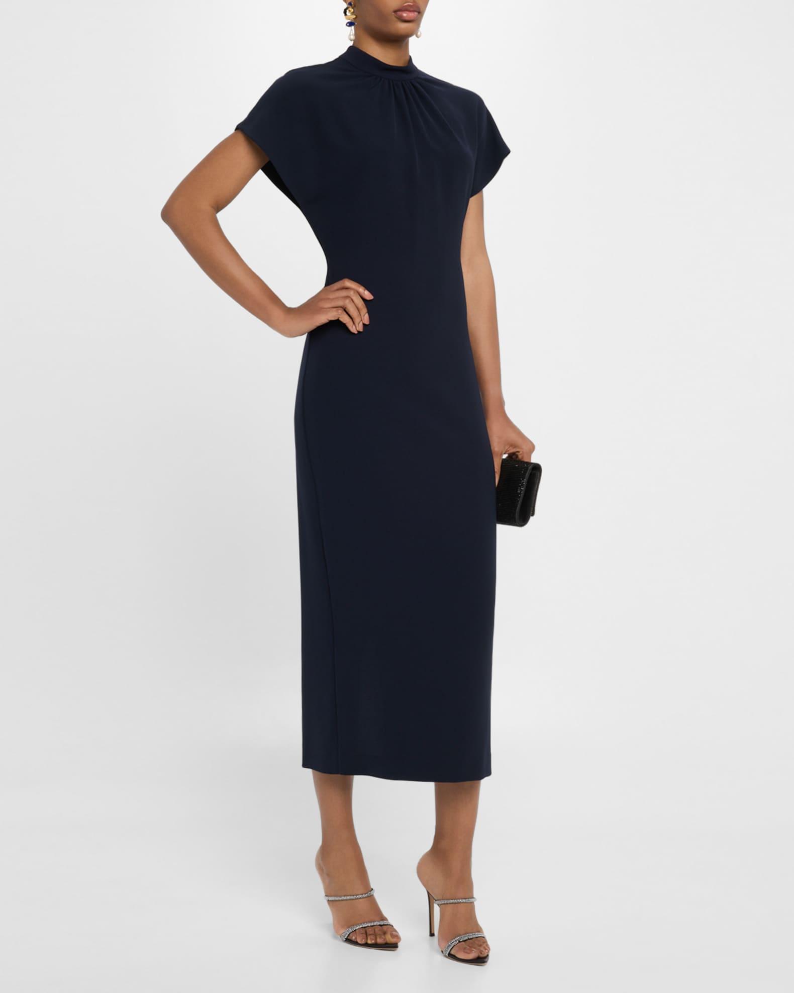 Stella Short-Sleeve Solid Crepe Midi Dress Product Image
