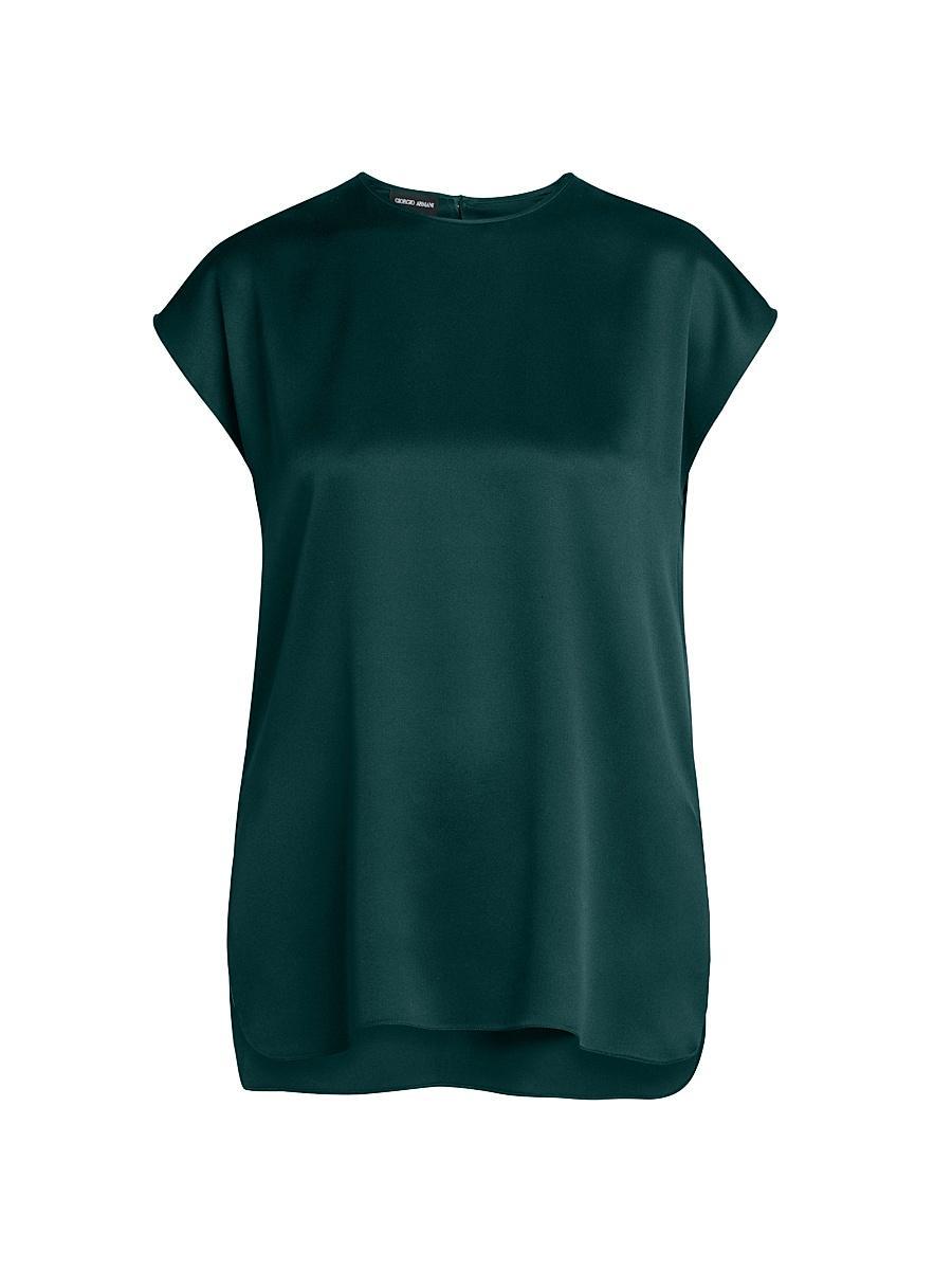 Womens Silk Satin Cap-Sleeve Top Product Image