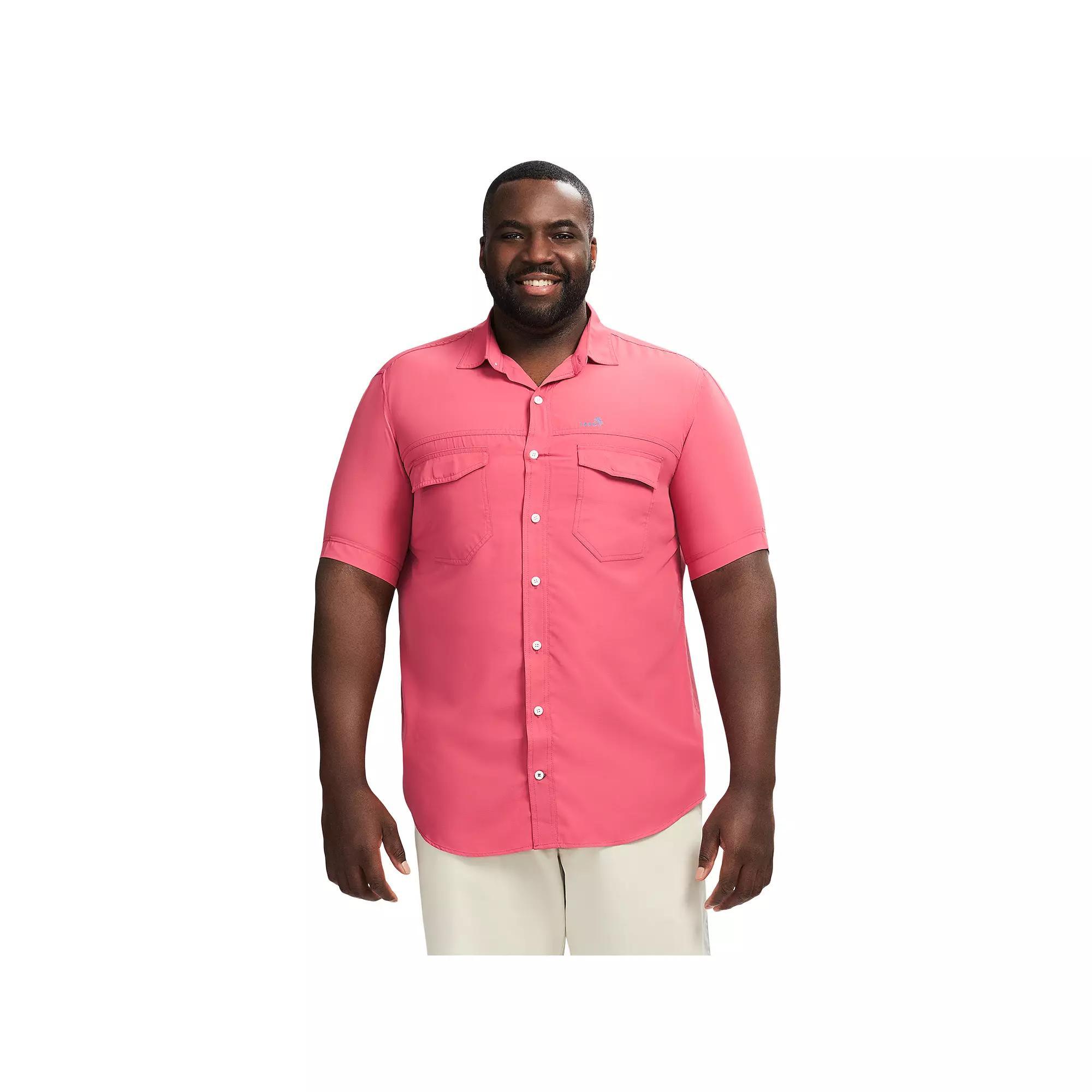 Big & Tall IZOD Sunshield Performance Woven Short Sleeve Button-Down Shirt, Men's, Size: XXL Tall, Holly Pink Product Image