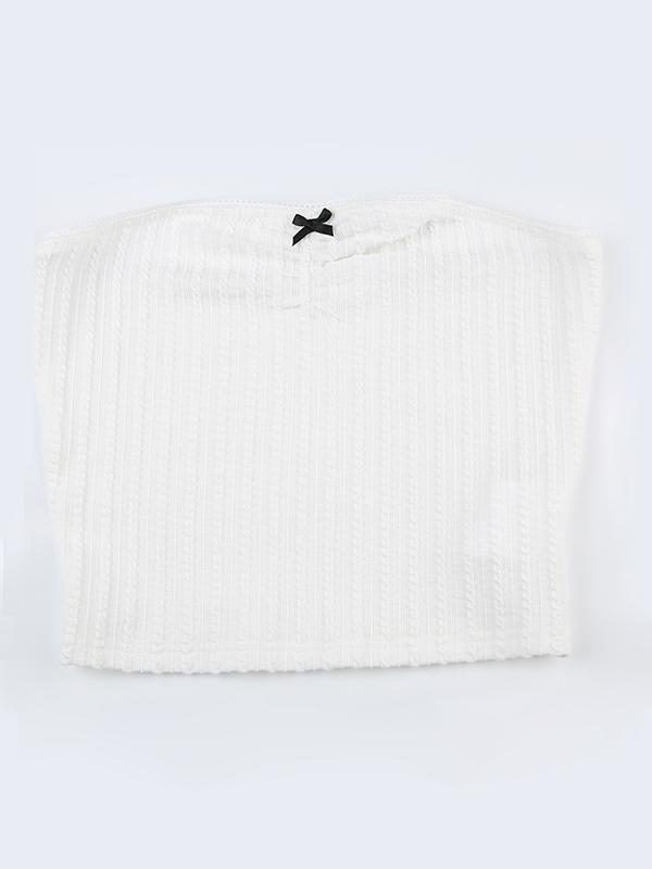 Solid Textured Bow Bandeau Top Product Image