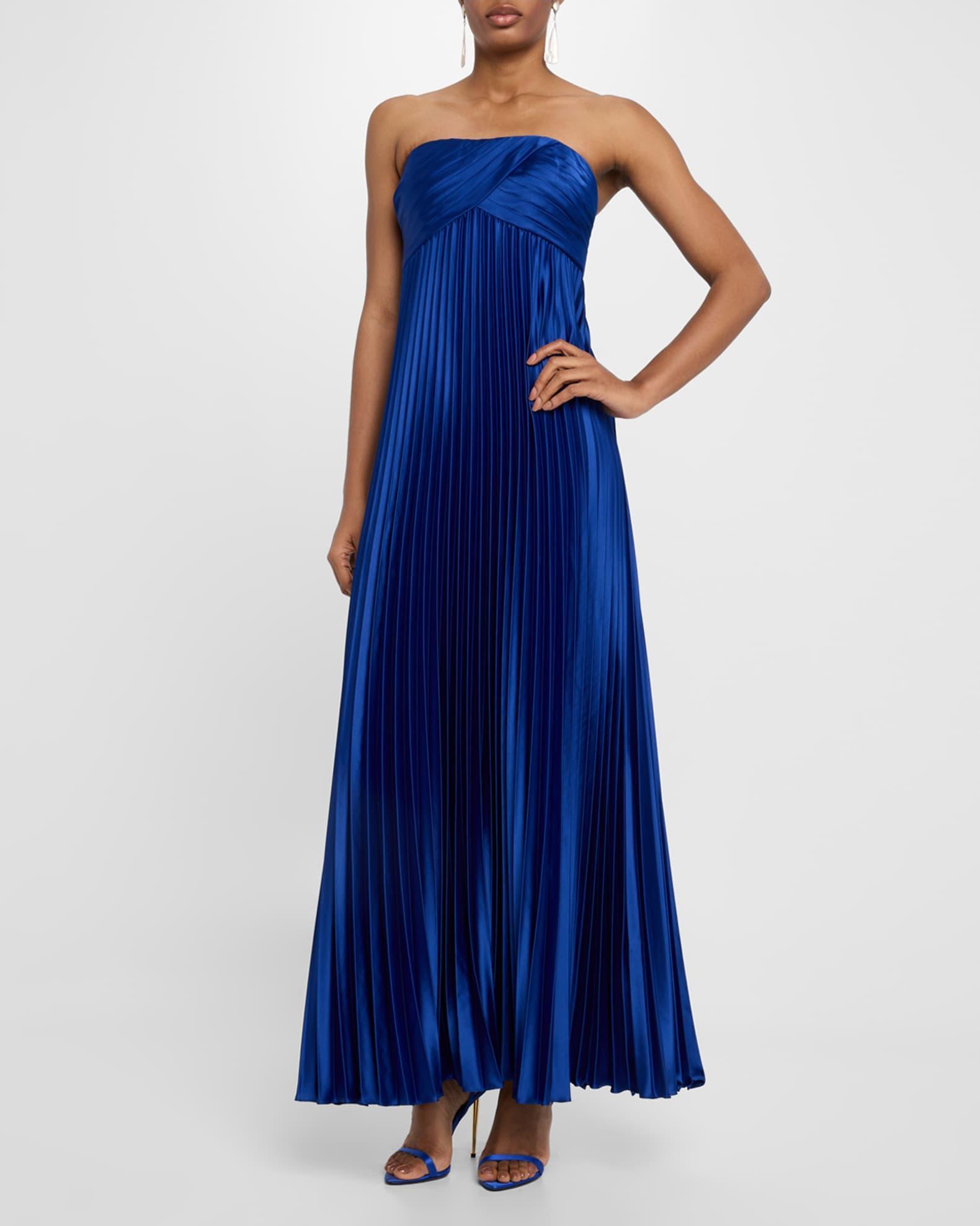 Strapless Pleated Stretch Charmeuse Gown Product Image