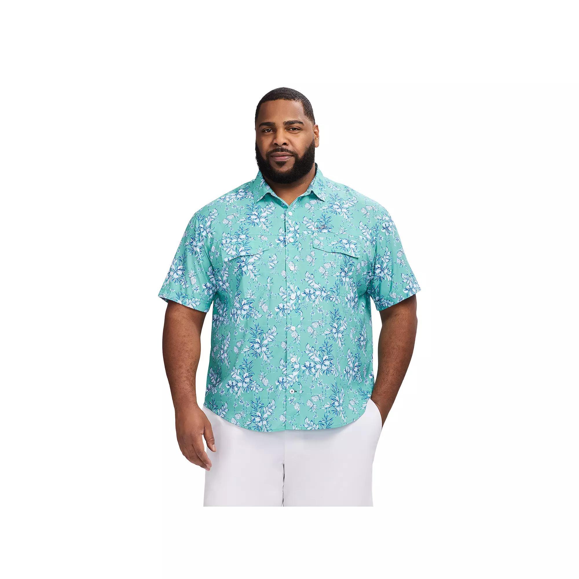 Big & Tall IZOD Sunshield Performance Woven Short Sleeve Button-Down Shirt, Men's,  Product Image