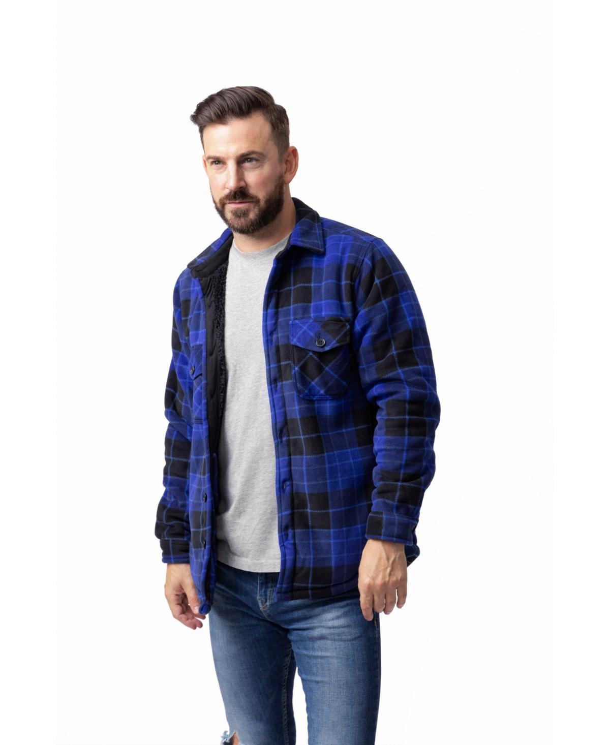 Mens Heat Holders Heatweaver Lined Fleece Shirt Jacket Blue Black Product Image