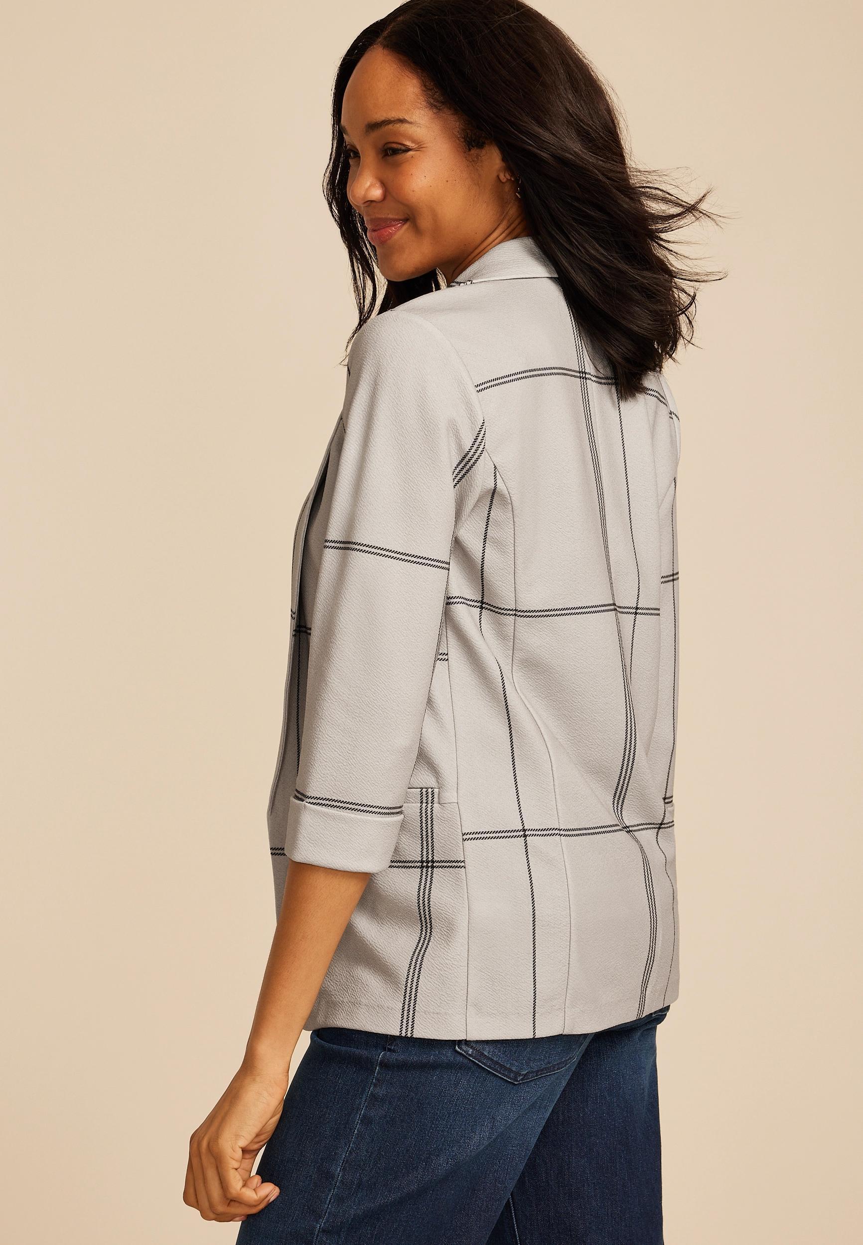 Plaid Versa 3/4 Sleeve Blazer Product Image