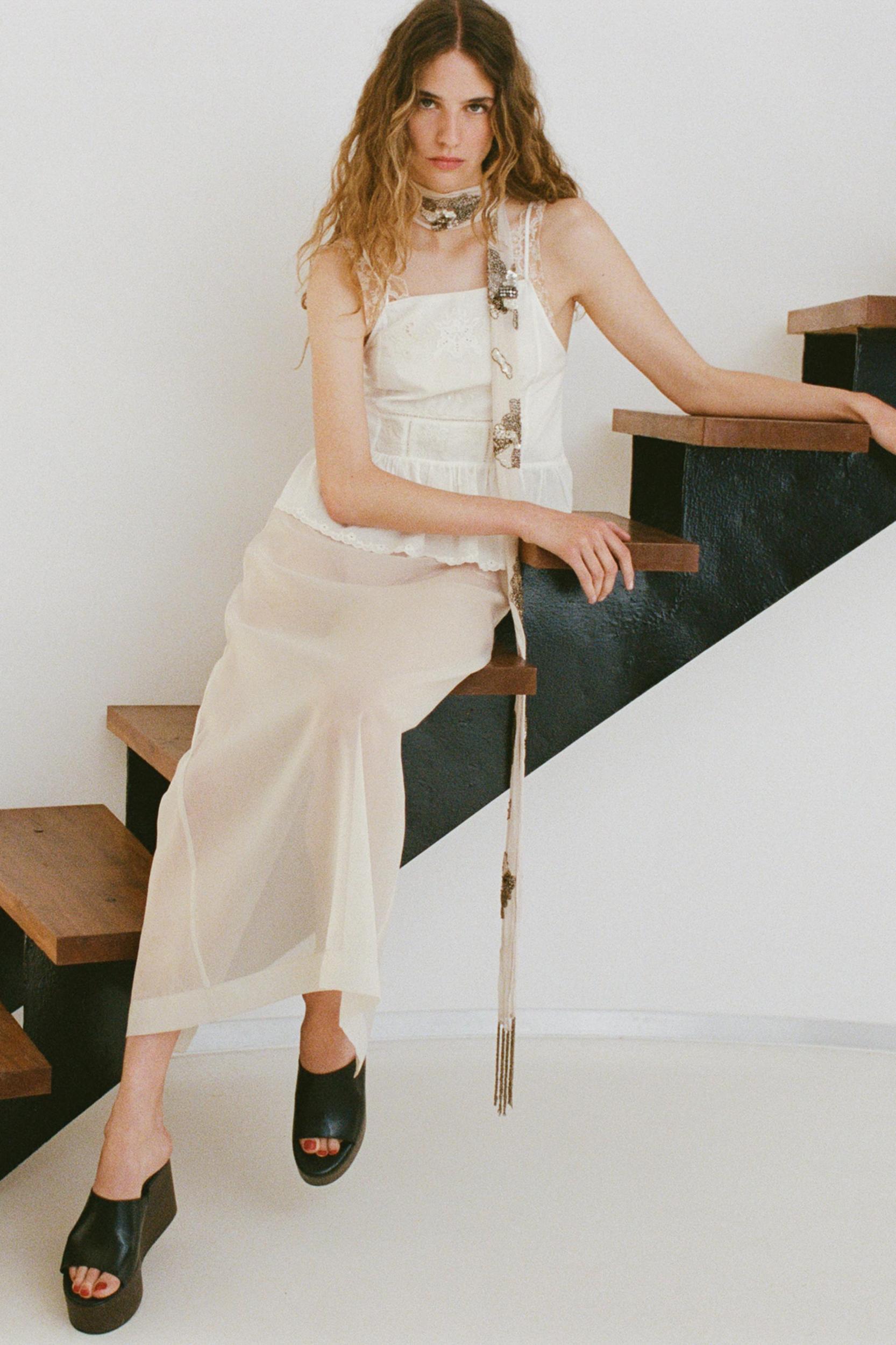 EMBROIDERED FLOWER TIE TOP Product Image