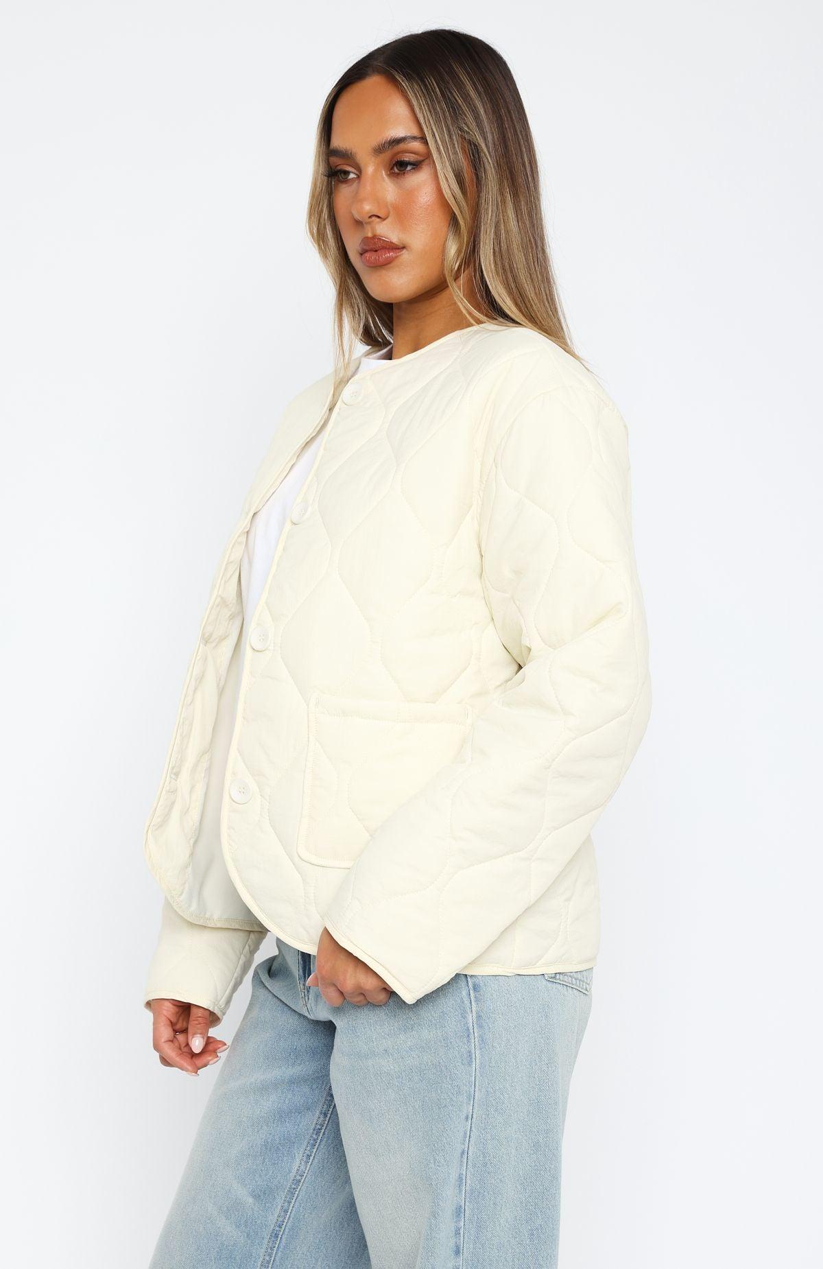 Lost At Night Quilted Jacket Cream Product Image