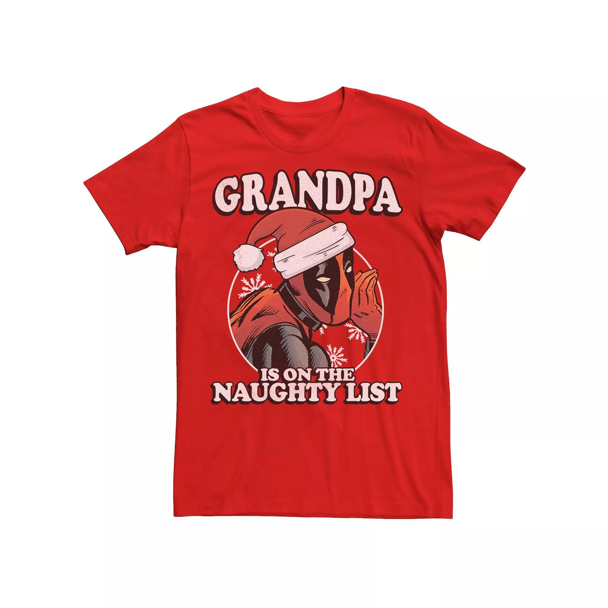 Men's Marvel Deadpool Grandpa On The Naughty List Graphic Tee,  Product Image