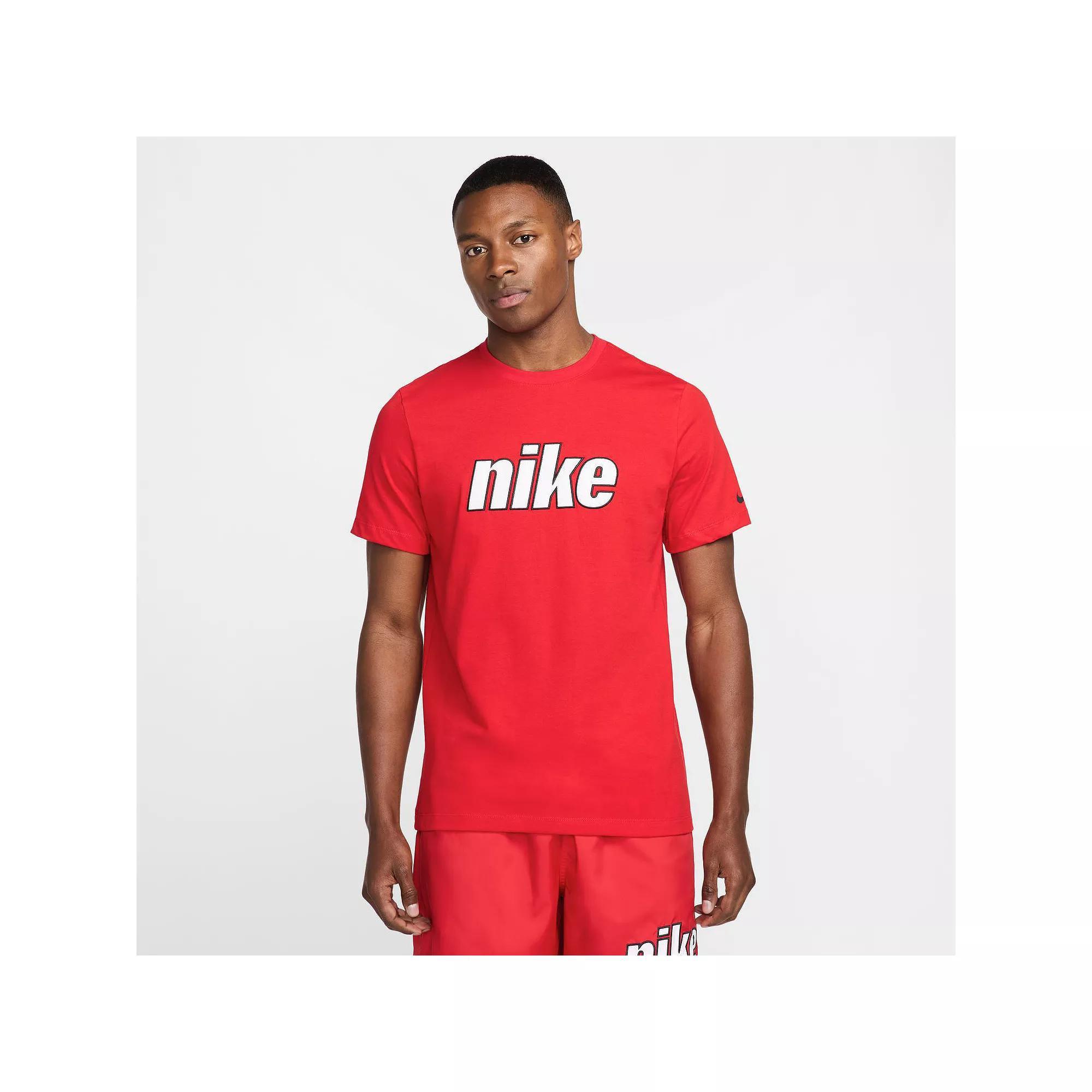 Men's Nike Crew Block 2.0 Graphic Tee, Size: Medium, University Red White Product Image