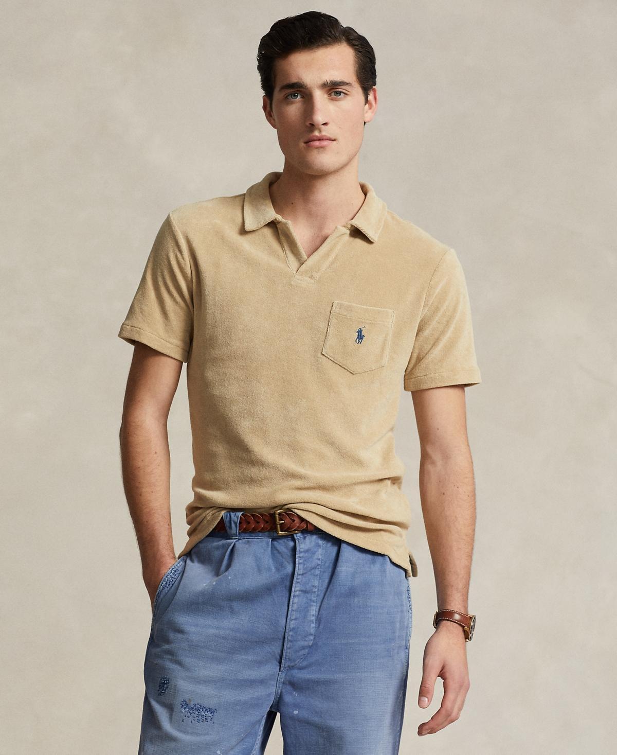 Men's Cotton-blend Terry Polo Shirt In Coastal Beige Product Image