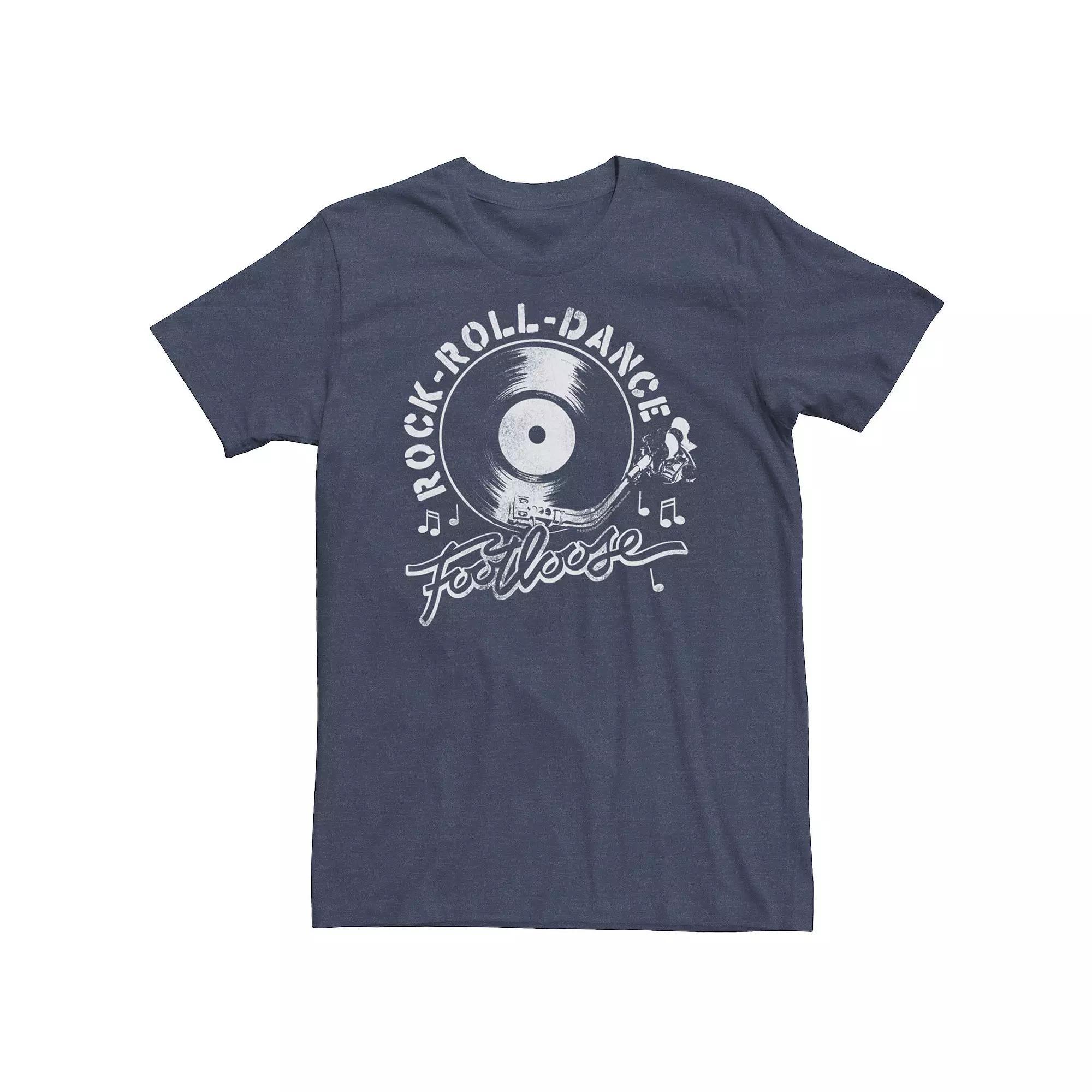 Big & Tall Footloose Rock-Roll-Dance Record Graphic Tee, Men's, Size: 4XLT, Navy Grey Product Image