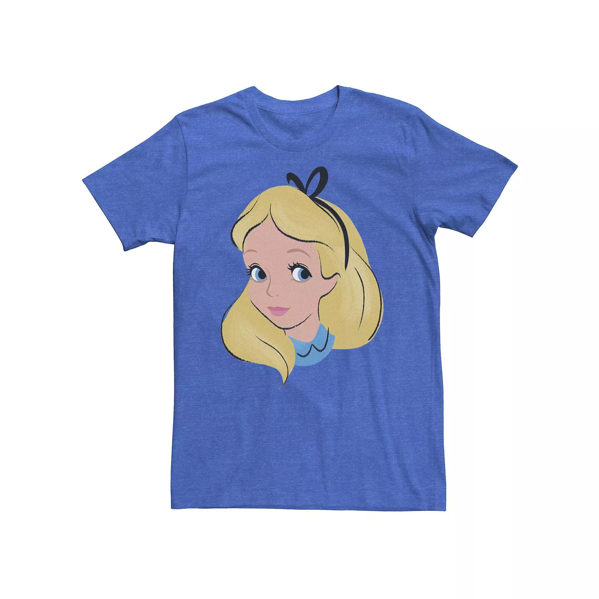 Disney's Alice In Wonderland Alice Men's Big Face Tee, Size: XXL, Royal Grey Product Image