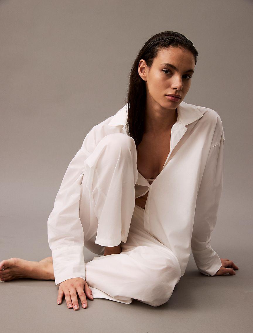 Cotton Poplin Wide Leg Pants Product Image