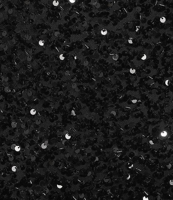 Morgan & Co. Clustered Beaded Sequin Halter Tie Neck Dress Product Image