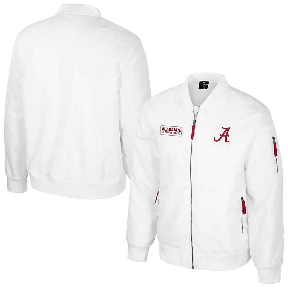 Men's Colosseum Alabama Crimson Tide White Rabbit Full-Zip Bomber Jacket, Size: Large Product Image