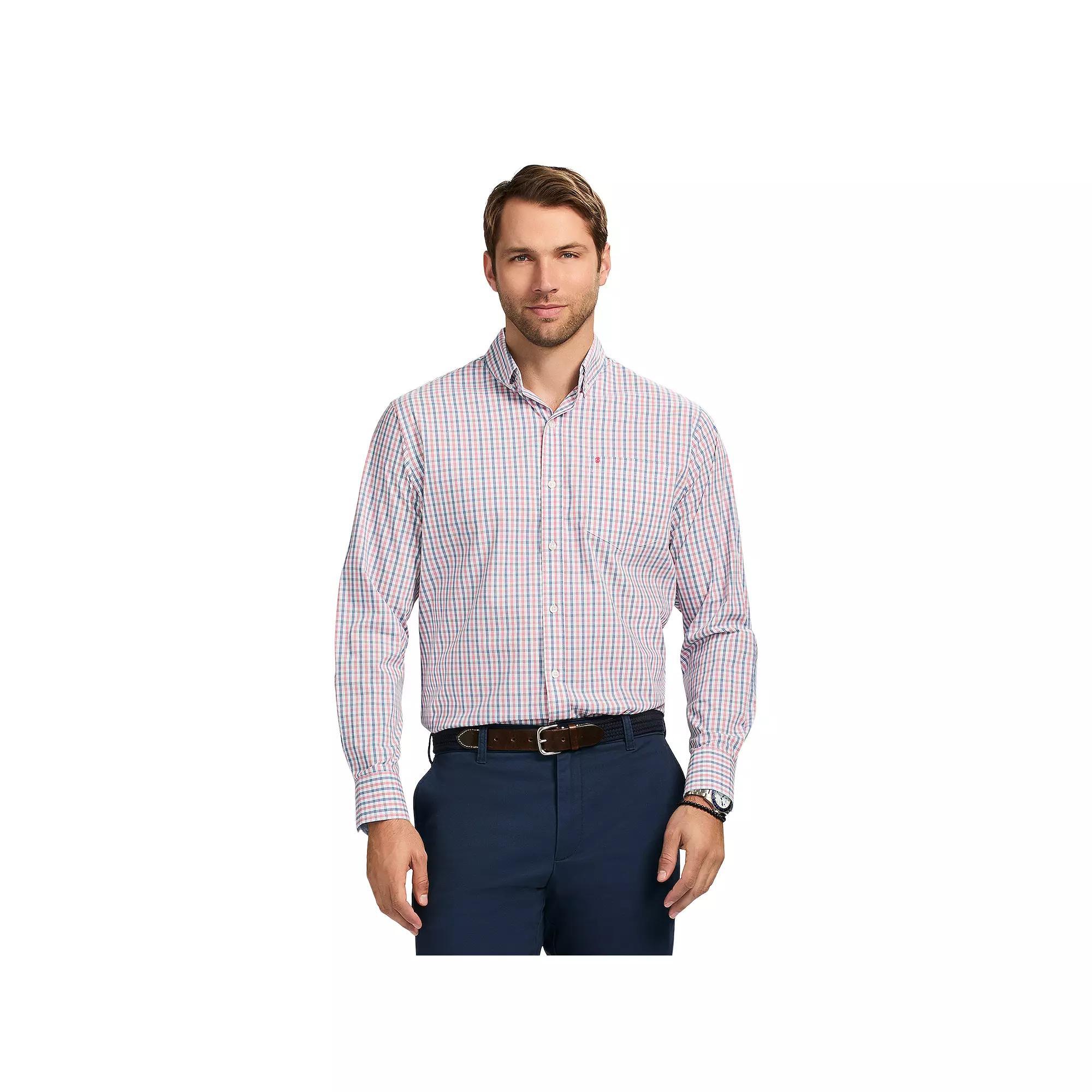 Men's IZOD Performance Comfort Long Sleeve Button Down Woven Shirt, Size: XXL, Holly Pink Product Image