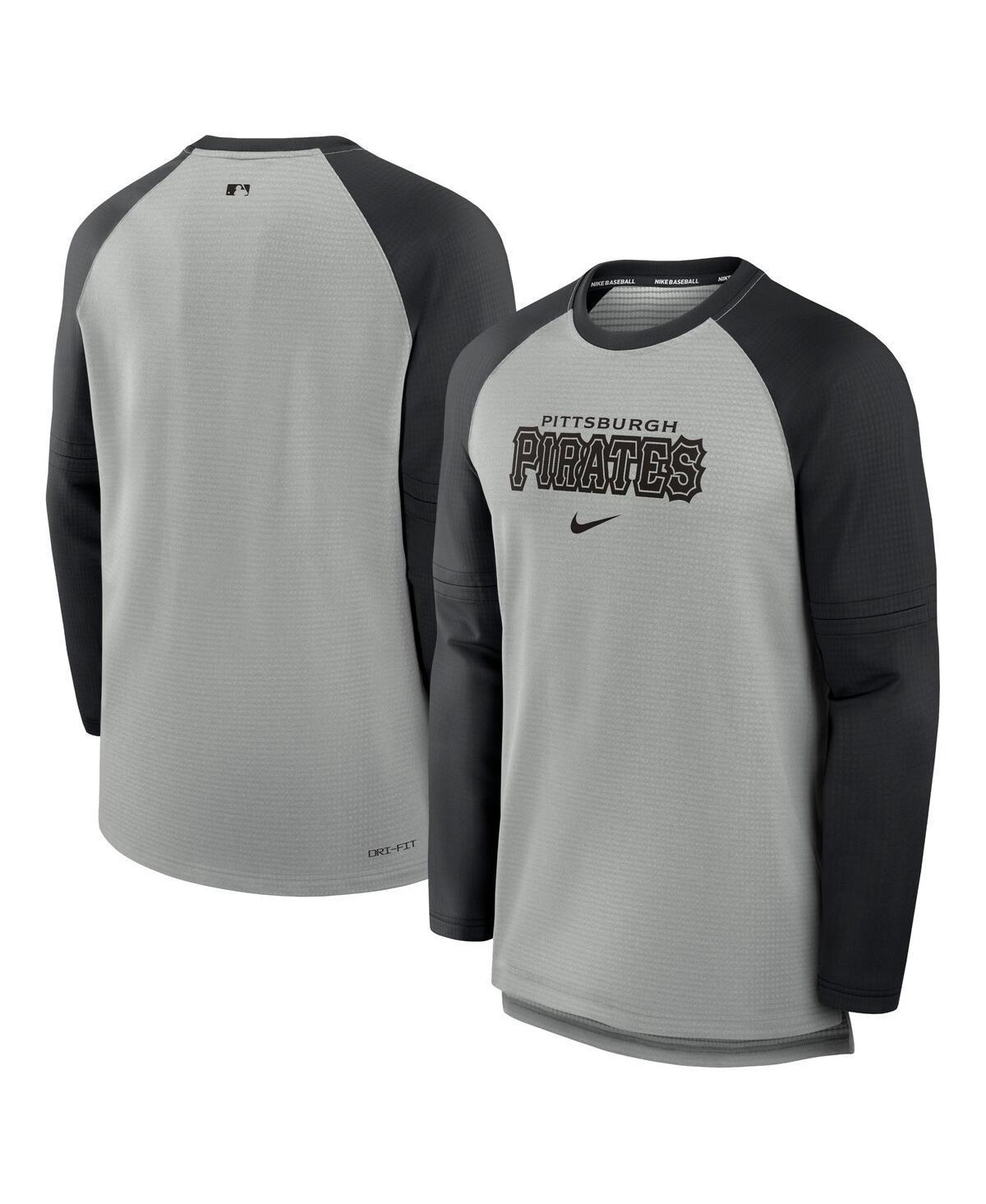 NIKE Men's Heather Gray/royal Texas Rangers Authentic Collection Game Time Raglan Performance Long Sleeve In Grey Product Image