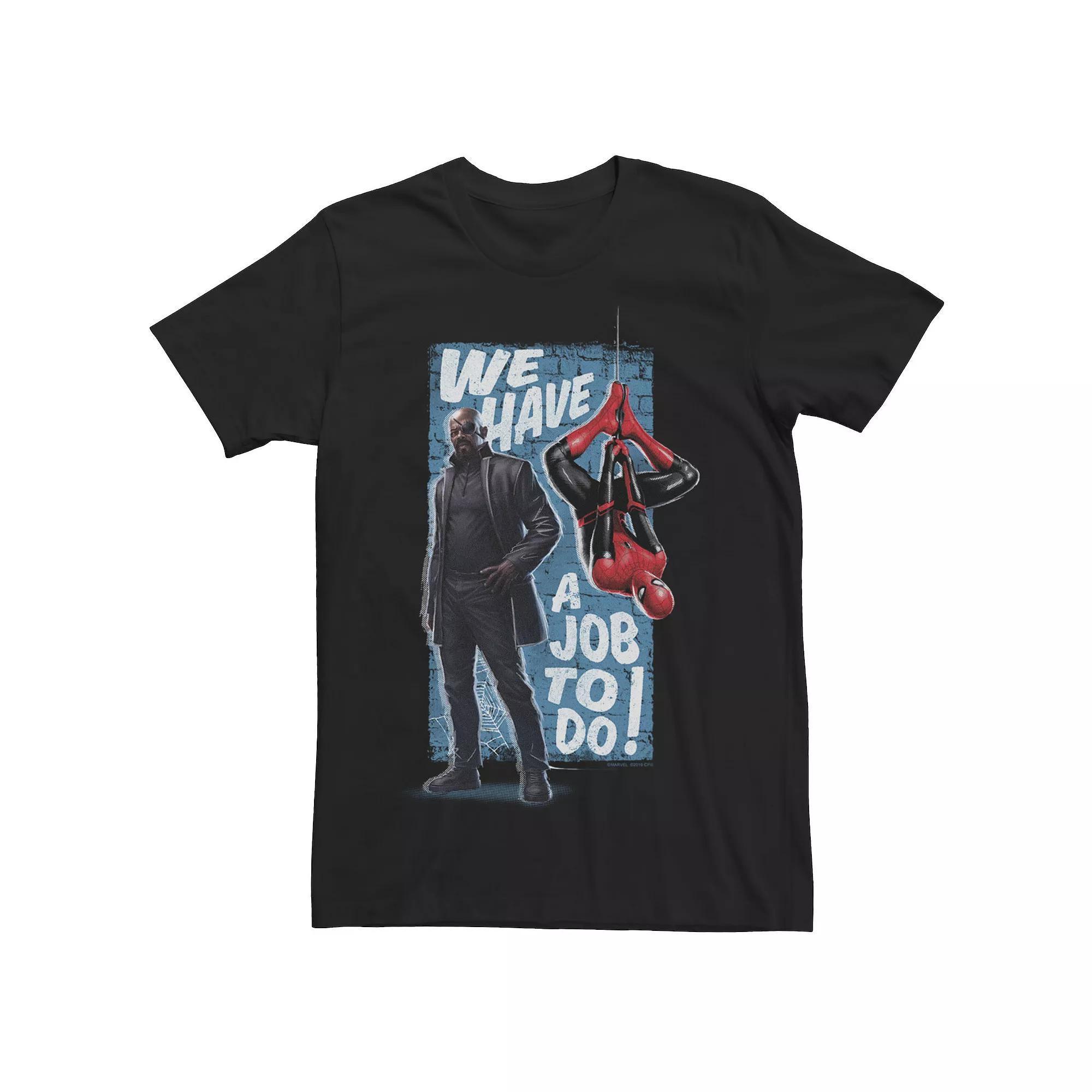 Men's Marvel Spider-Man Far From Home We Have A job To Do Poster Tee, Size: XL, Black Product Image