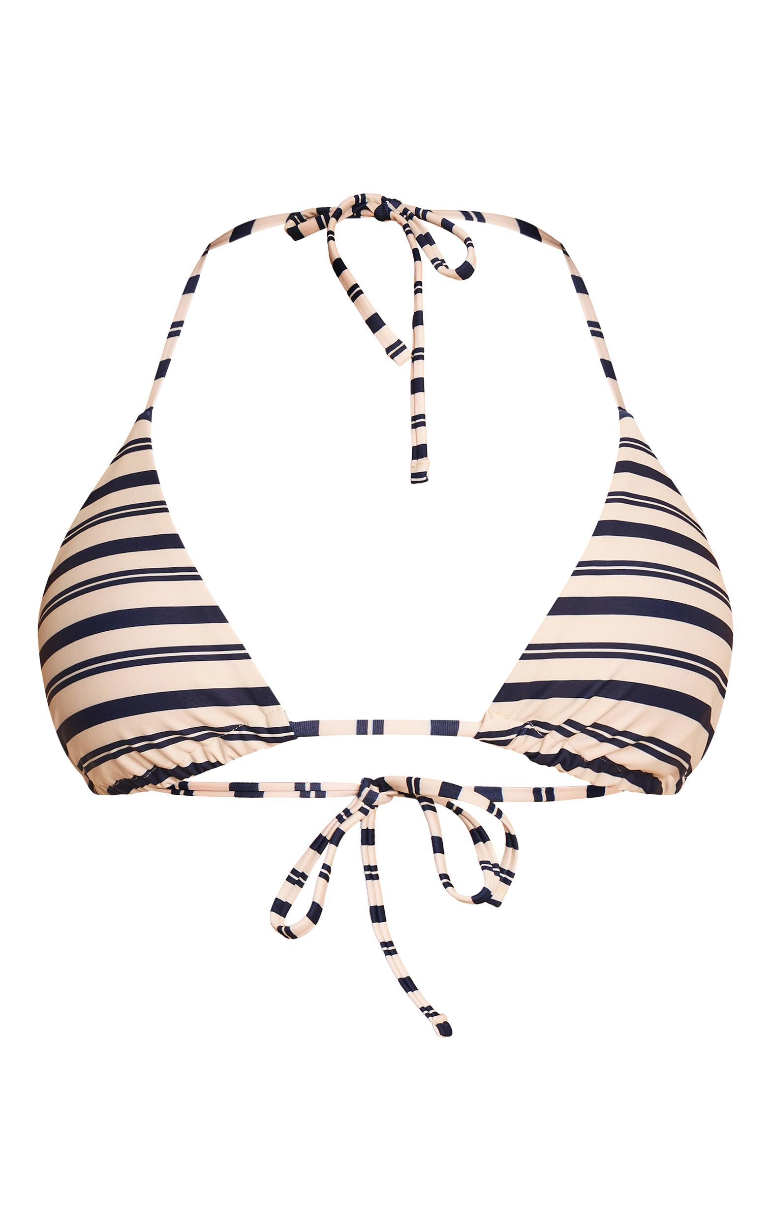 Navy Stripe Triangle Bikini Top Product Image