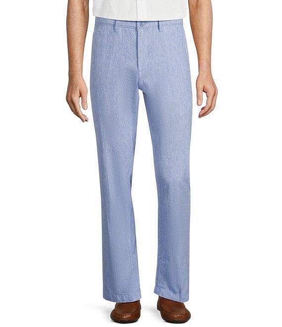 Roundtree & Yorke Andrew Fit Flat Front Solid Linen Chinos Product Image