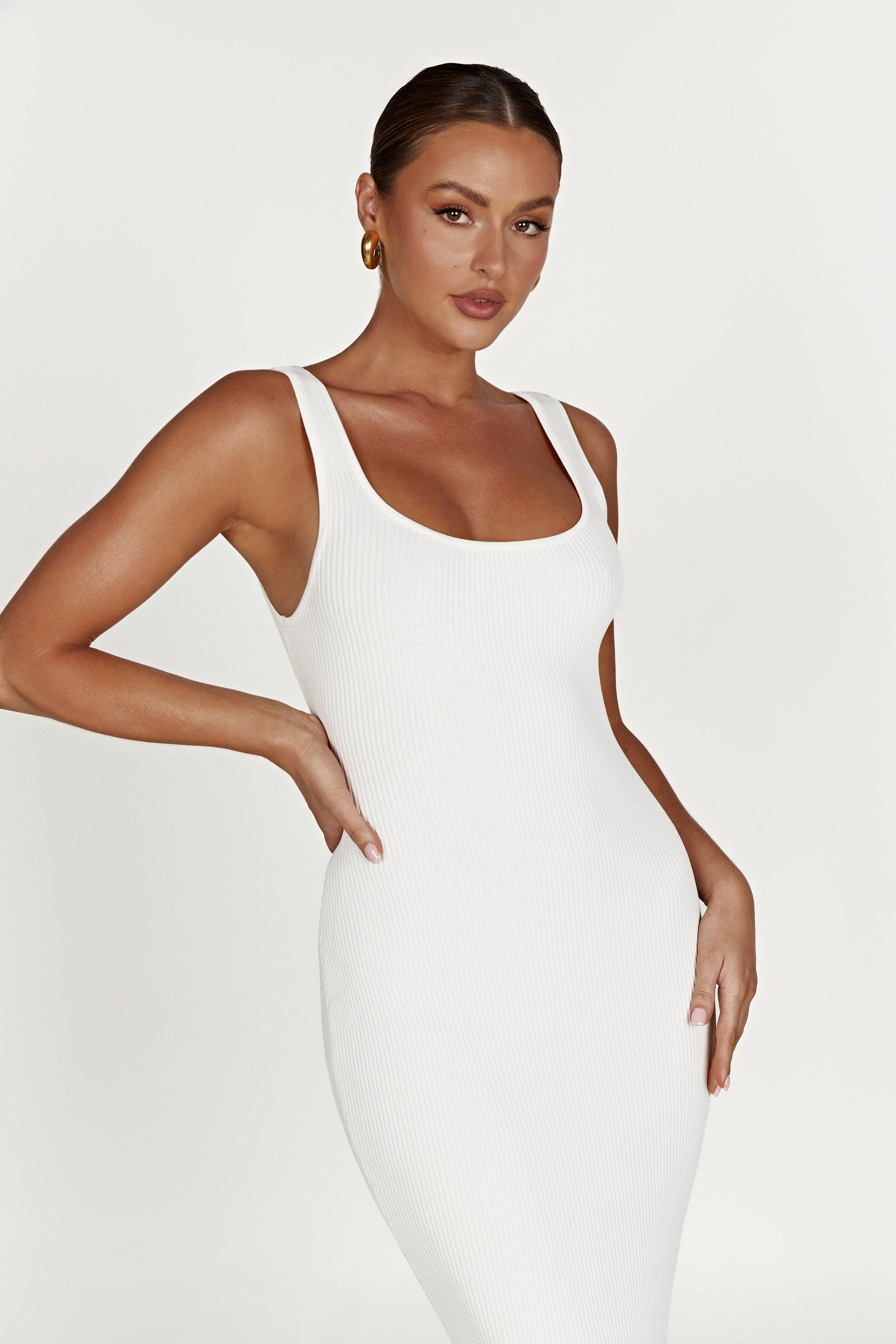 Hadley Backless Knit Maxi Dress - White Product Image