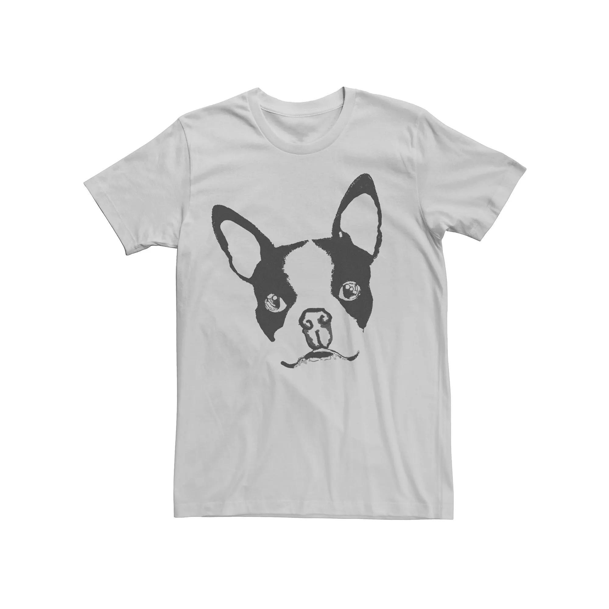 Men's Boston Puppy Outline Graphic Tee, Size: XL, Silver Product Image