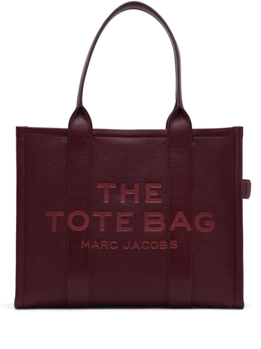 MARC JACOBS The Leather Small Tote Bag In Burgundy Product Image