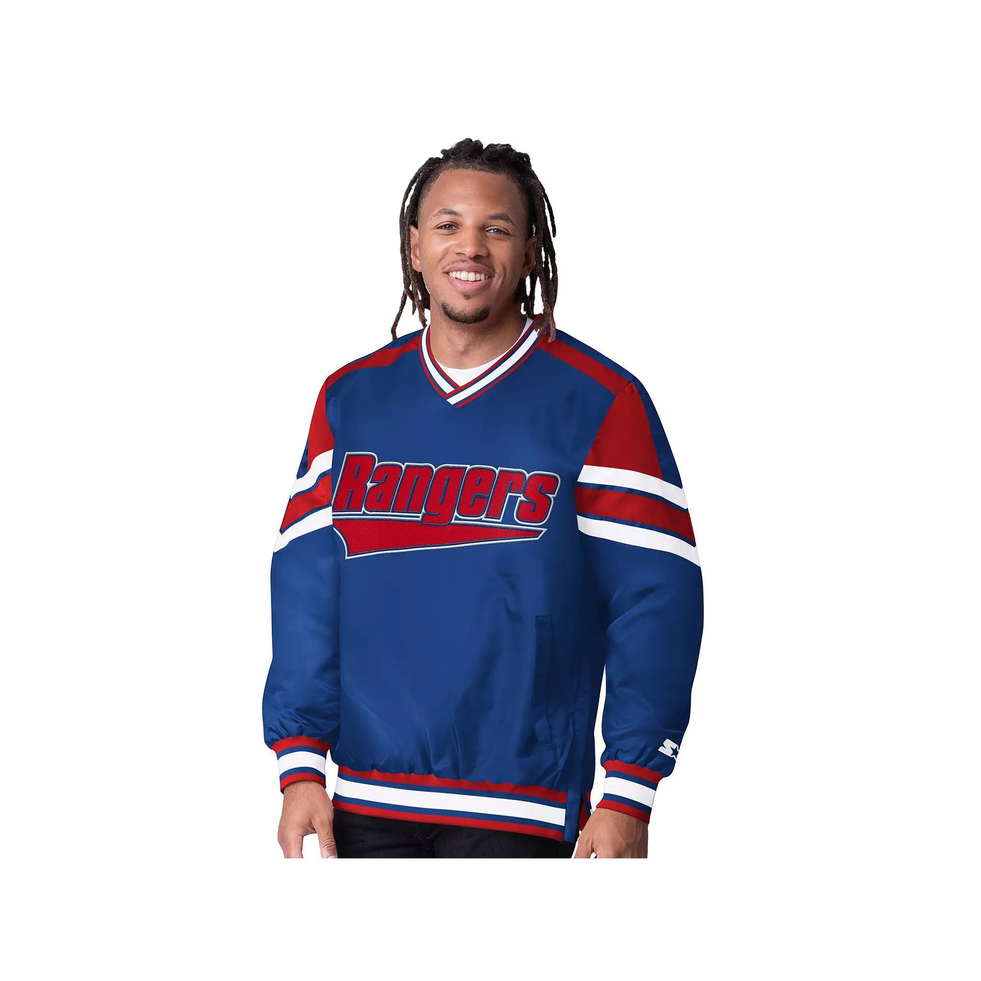 Men's Starter Blue New York Rangers Reliver I V-Neck Pullover Jacket,  Product Image