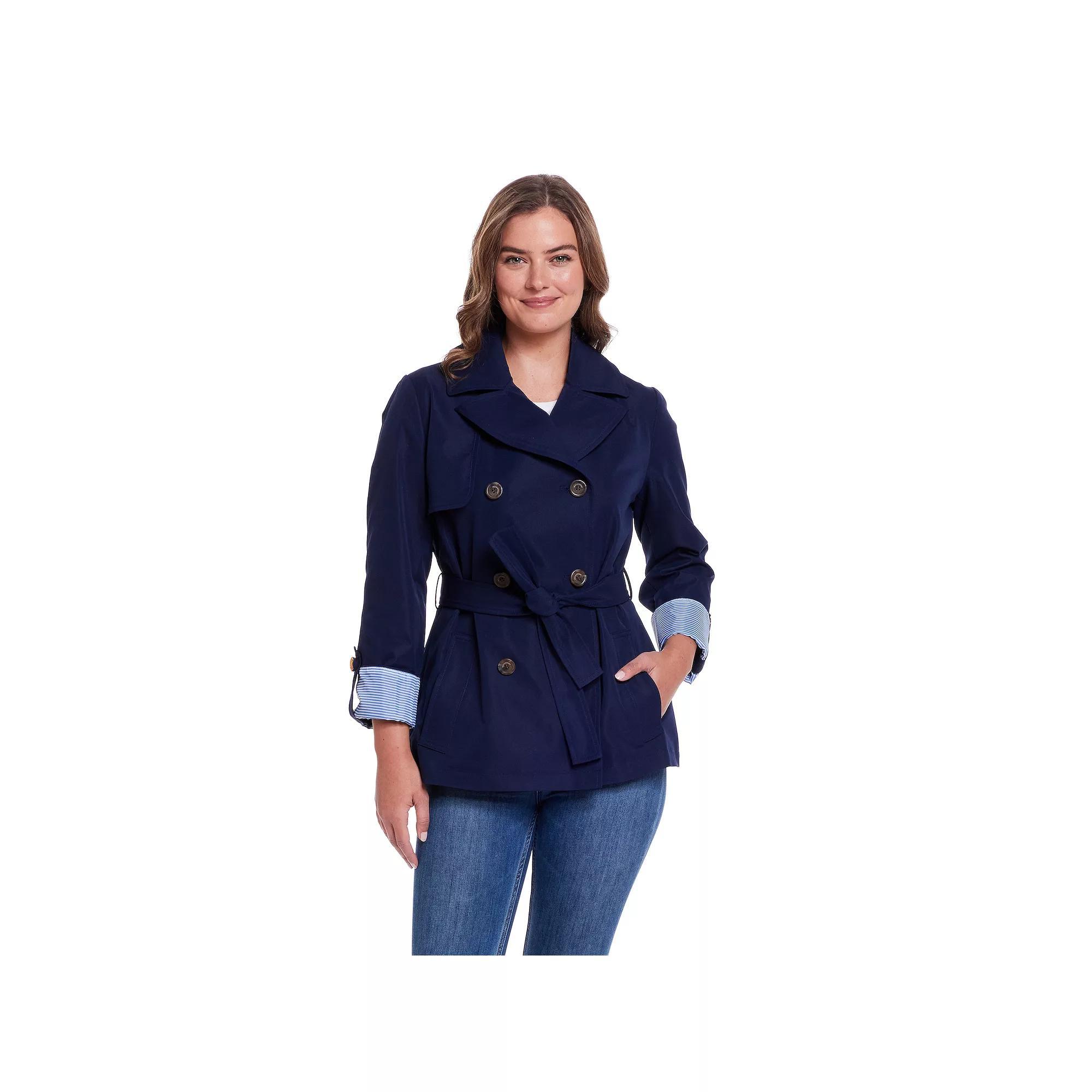 Women's Weathercast Lightweight Double Breasted Tie Waist Trench Coat,  Product Image